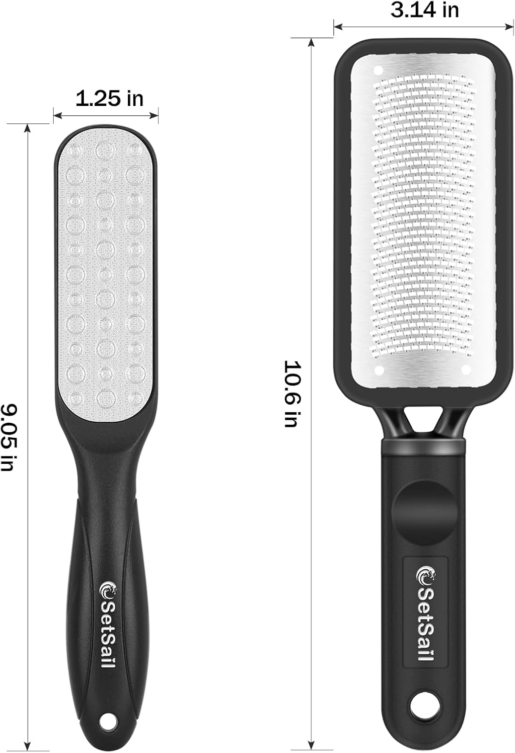 Setsail Pedicure Tools for Feet&mdash;Callus Remover for Feet, Foot Scrubber for Hard Skin, Foot File, Heel Scraper for Cracked Heels, Stainless Steel Foot Rasp (2 Pack) image number 3
