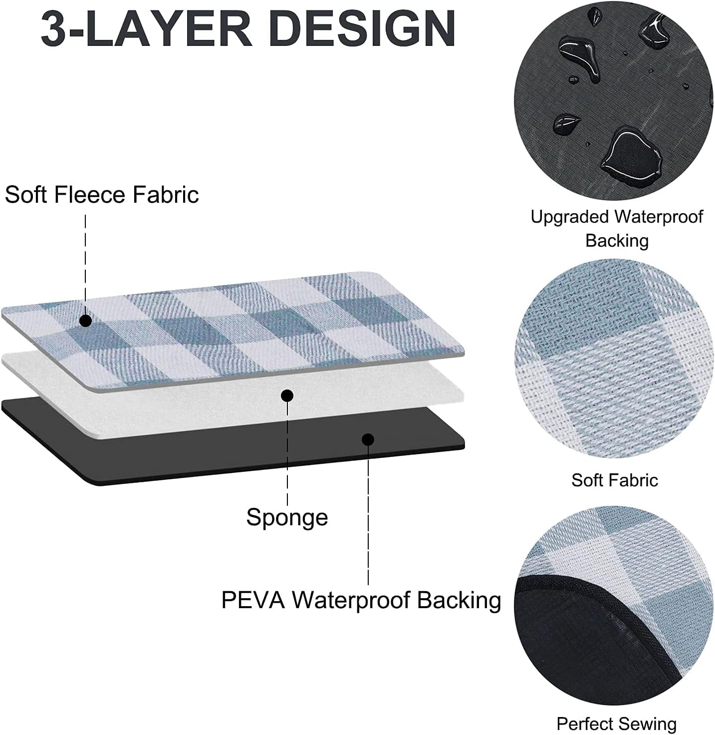 79"X79"Oversized Picnic Blankets Waterproof Sandproof Picnic Mat for 6-8 Adults, Large and Thick Picnic Blanket Portable Straps for Beach Blankets or Family Outdoor Camping Parties image number 5