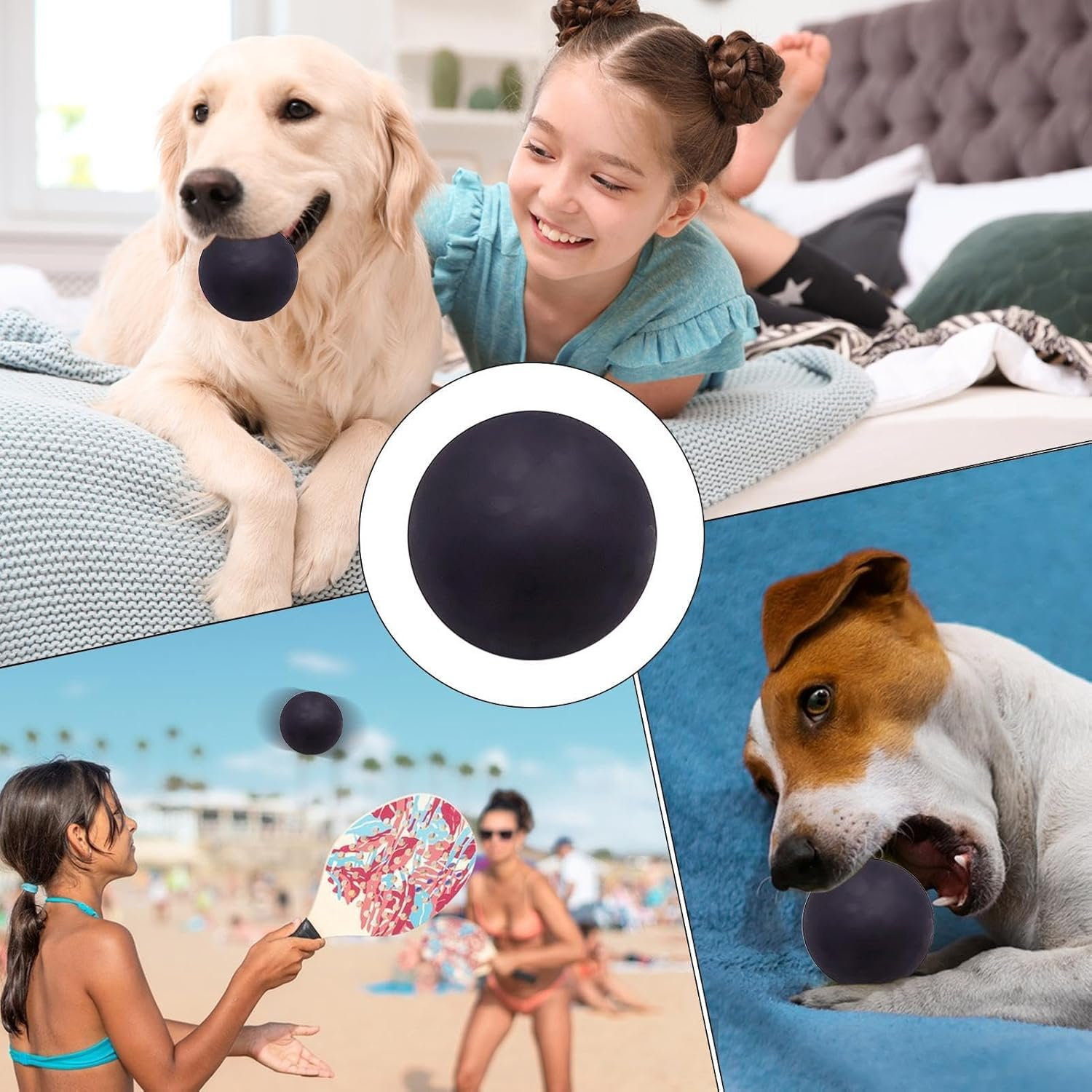 Squash Balls - 4X Small Rubber Squash Ball | Training Squash Ball | Rubber Hollow Balls | Dog Balls | Outdoor Sports Rubber Hollow Ball | High Elasticity Competition Squash Ball | Squash Ball Beginner - Black image number 3