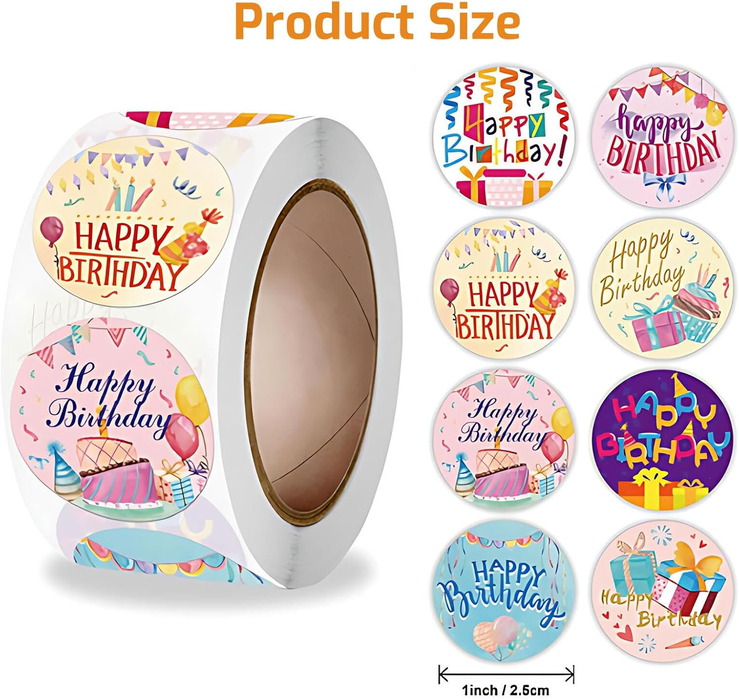Lyvixora 500Pcs Happy Birthday Stickers Roll - Multi-Styles Cute Sticker Labels for Party Decorations, DIY Cards, Gift Wrapping & Classroom Activities - Adhesive Seals for Balloons, Cakes, Boxes​​ image number 5