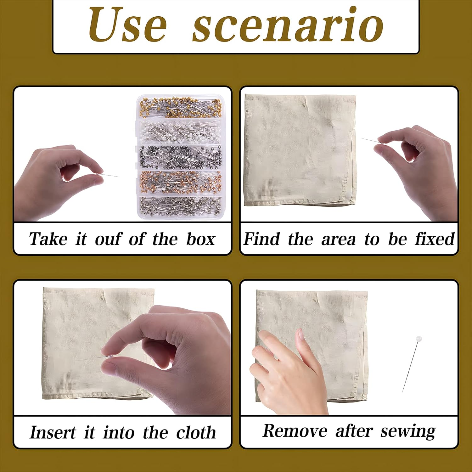 VAPKER Sewing Pins 500 Pcs Pearlized Head Quilting Pins 38Mm Straight Long Pins for Dressmaker Flower DIY Decoration(5 Colors) image number 1