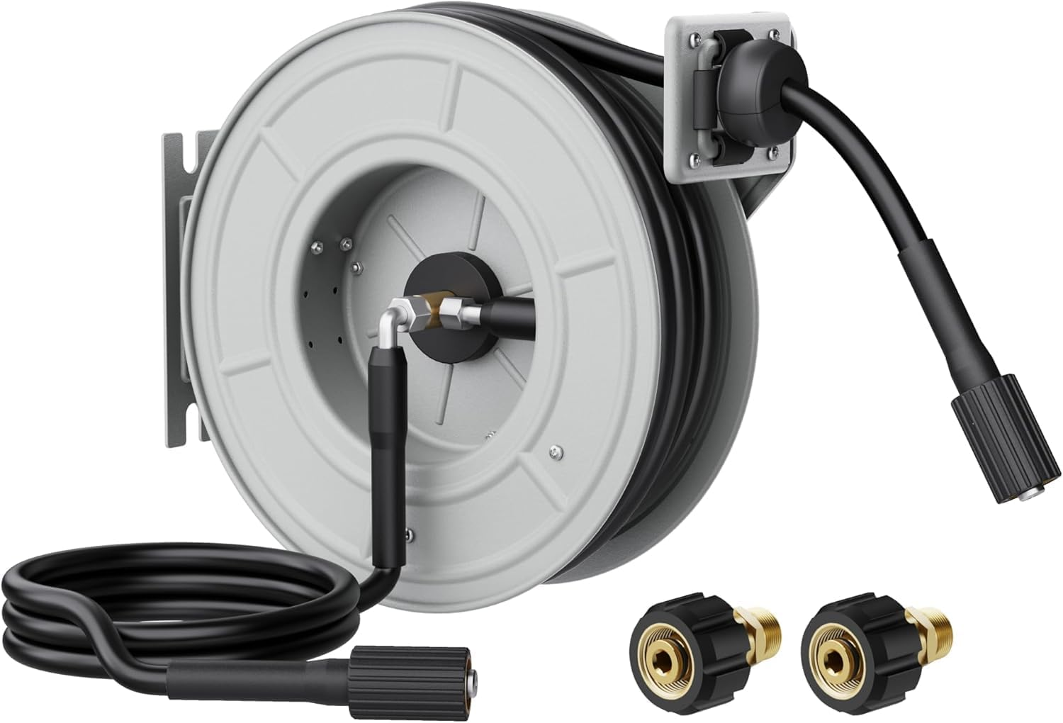 Giraffe Tools Retractable Pressure Washer Hose Reel, 1/4" X 20 M Heavy Duty Power Washer Reel, Any Length Lock, Auto Rewind, Wall Mounted, 3200 PSI