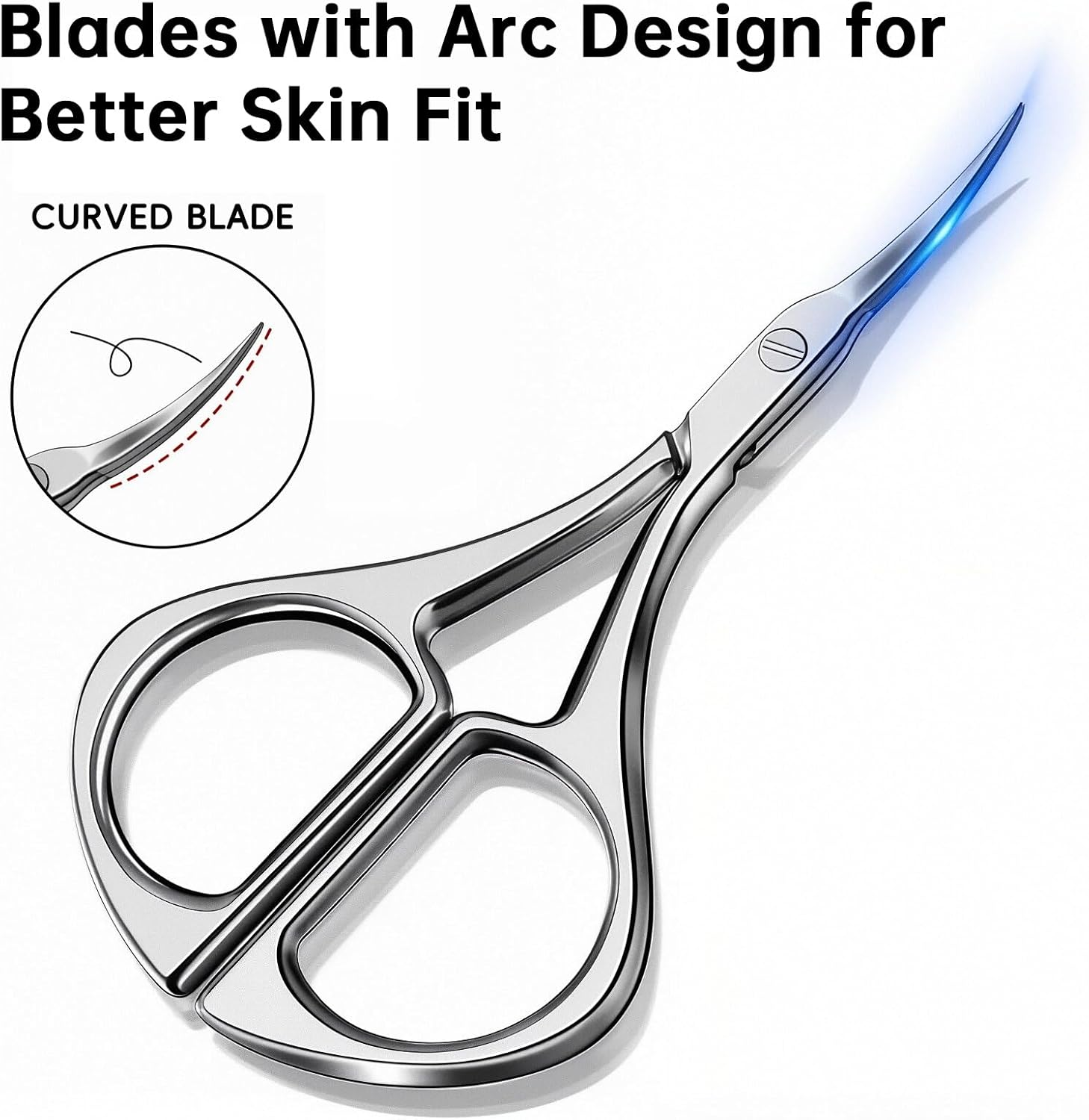 Nail Scissors - Cuticle Scissors 3.6 Inch Fine Tip Eyebrow Scissors Curved, Multi-Purpose Stainless Steel Grooming Tool for Nail, Eyebrow, Eyelash Care image number 6
