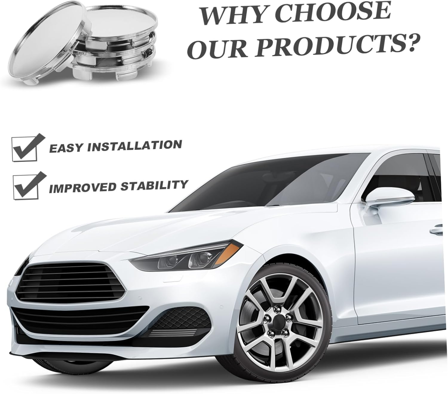 ELAYARD 4Pcs 68Mm Car Wheel Hub Center Cap Covers Silver Rim Center Covers Dustproof Replacement for Automotive Wheels Accessories image number 3