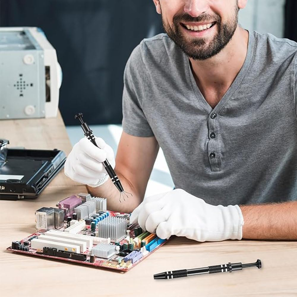 2 Pcs Piercing Ball Grabber, Pick up Tool with 4-Claw,Beads Gems Parts Claw Picker, Stainless Jewel Diamond Tweezers for Electronic Component Catcher for Tiny Objects in Home Office (Silvery+Black) image number 2