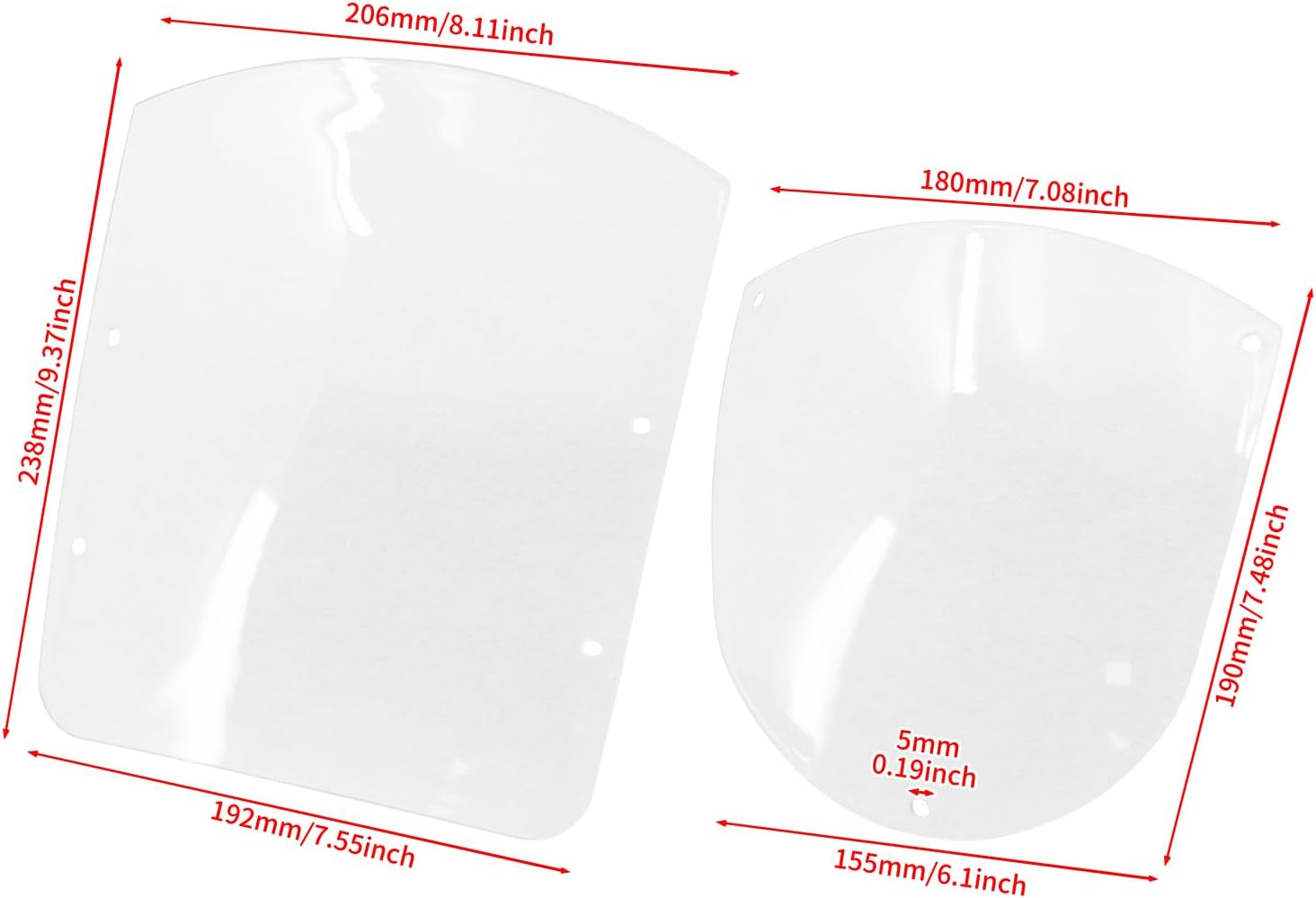 Rebacker Motorcycle ABS Windshield Quarter Fairing Kit for Sportster XL 883 1200 1988-2016 Dyna Models 1995-2005 FXR 1986-1994,Clear image number 3