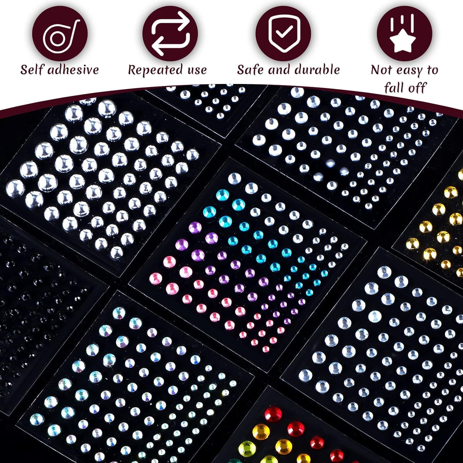 Eyes Face Body Temporary Tattoos, Glitter Rhinestones Face Gems Mermaid Body Stickers Crystals Face Jewels Tattoo Sticker Club-Wear Party Rave Festival Body Jewelry for Women and Girls(7 PCS) image number 5