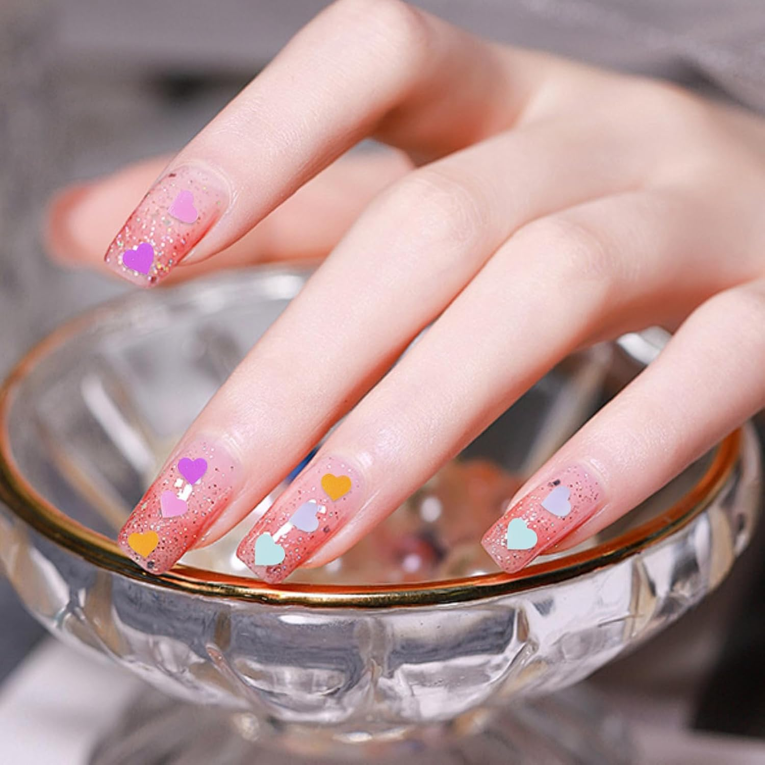 Nail Glitter - 6 Grids Valentine'S Day Heart Glitter Decals,Acrylic Confetti Manicure Art Holographic Crafts Decals for Women Girls Eye image number 4