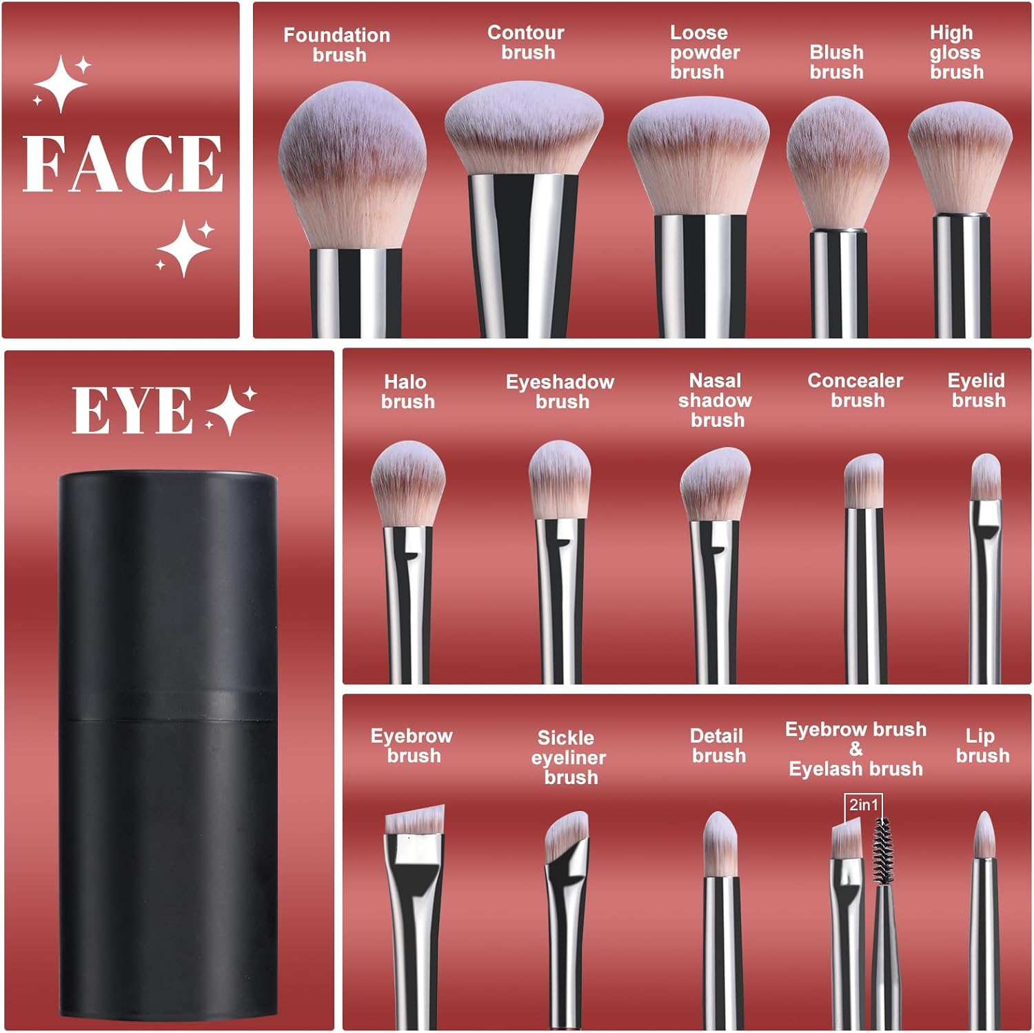 BS-MALL Makeup Brush Set Premium Synthetic Foundation Powder Concealers Eye Shadows Blush Makeup Brushes with Black Case