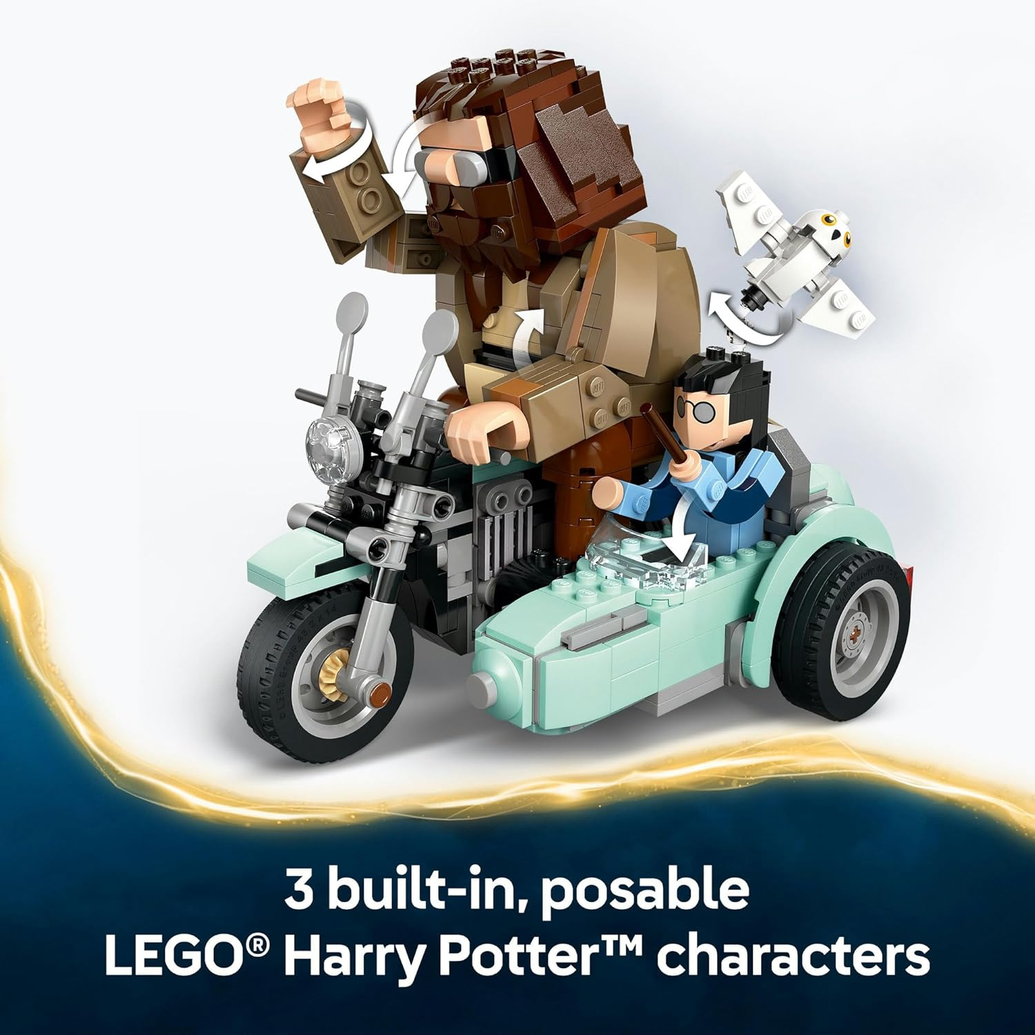 LEGO&reg; Harry Potter&trade; Hagrid&trade; & Harry&rsquo;S Motorcycle Ride Toy for 9+ Year Old Boys, Girls & Adults, Deathly Hallows Building Set with Motorbike & Hedwig Owl Figure, Wizarding World Collectible 76443 image number 6