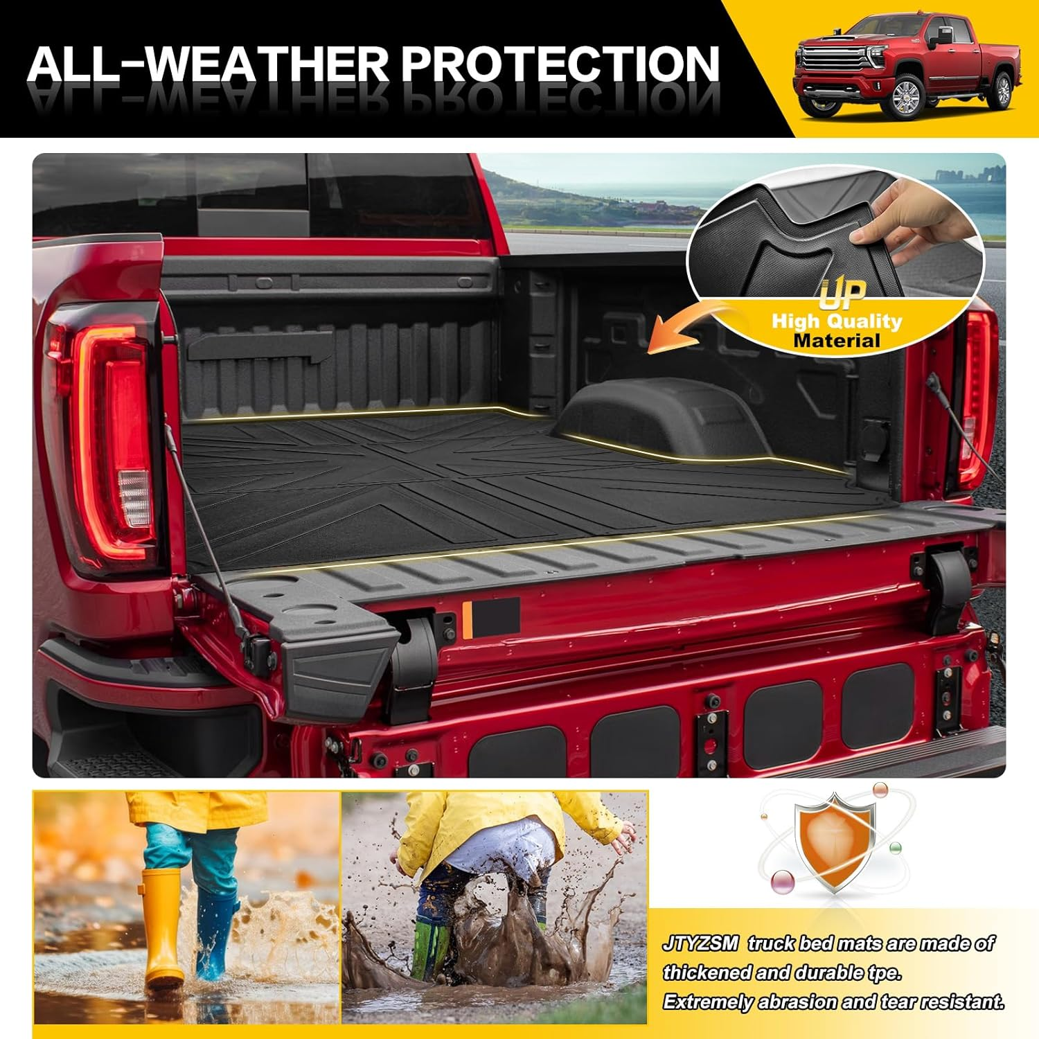 JTYZSM Truck Bed Mat for 2020-2024 2025 Chevy Silverado/Gmc Sierra 2500 3500 HD 6.8FT Only,Bed Liner All Weather TPE Trunk Bed Liner for 20-25 Chevrolet Silverado/Gmc Sierra 2500 3500 Accessories