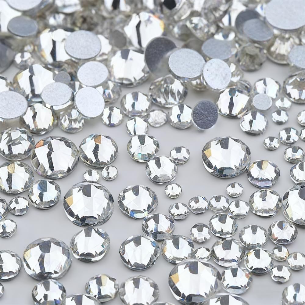 2000Pcs Glass Rhinestones with Tweezers and Nail Rhinestone Picker,Flatback Crystals Diamond for Bedazzling Crafts, DIY Nail Art Makeup,Clothing Shoes image number 4