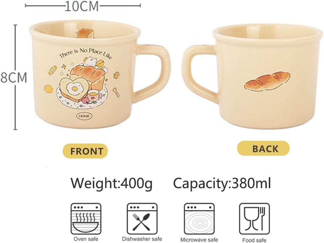 Cute Morning Coffee Mug 380Ml/12Oz Kawaii Bunny and Toast Bagel Household Ceramics Latte Milk Tea Cup for Boys Girls Kids Daughter Son Home Family (Toast) image number 5