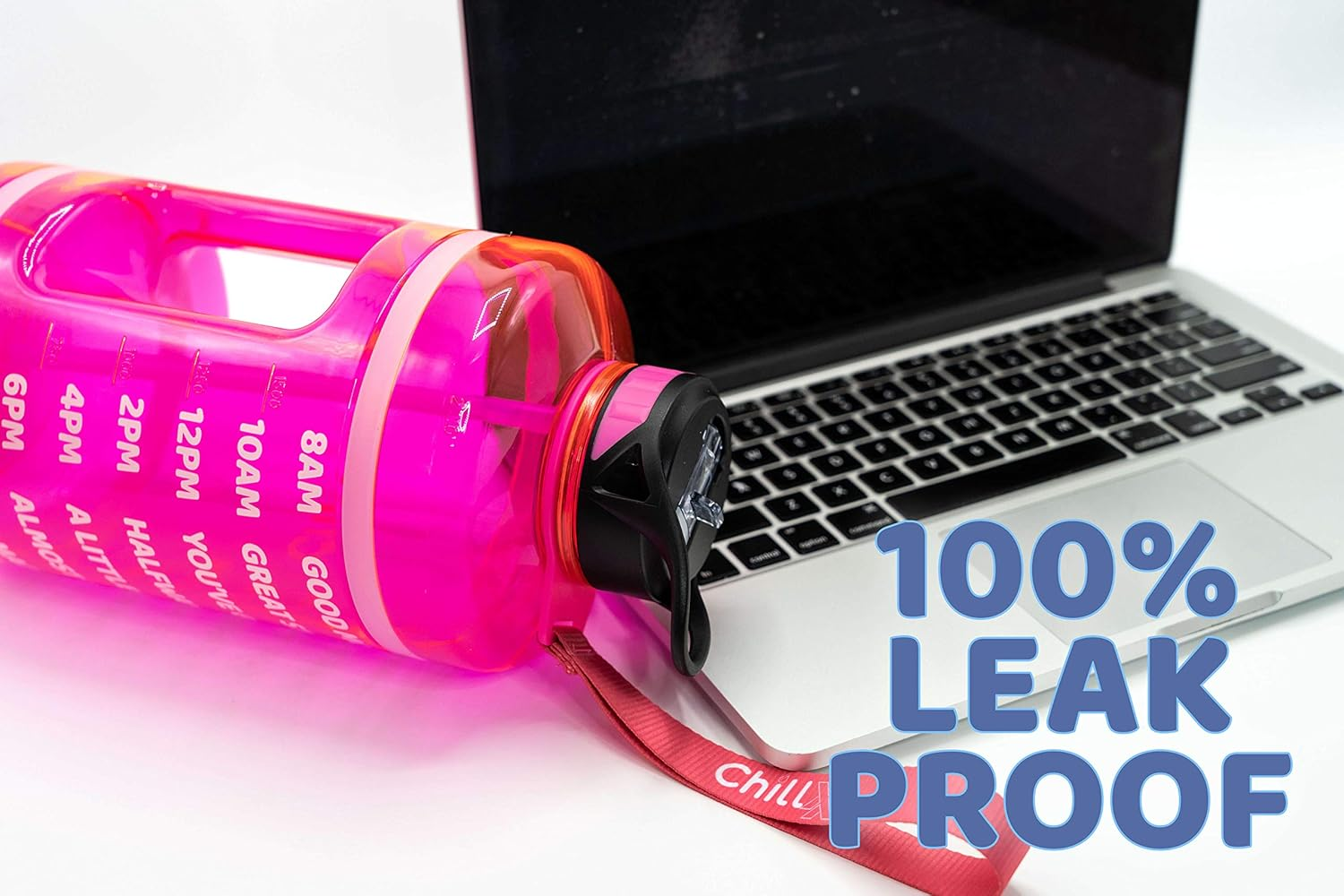 Water Bottle - Chillxx 2L Water Bottle (Pink 2200Ml) - Drink Bottle - Motivational Water Bottle with Time Markings - 2 Litre Water Bottle with Straw - Sports Water Bottles & Accessories image number 4