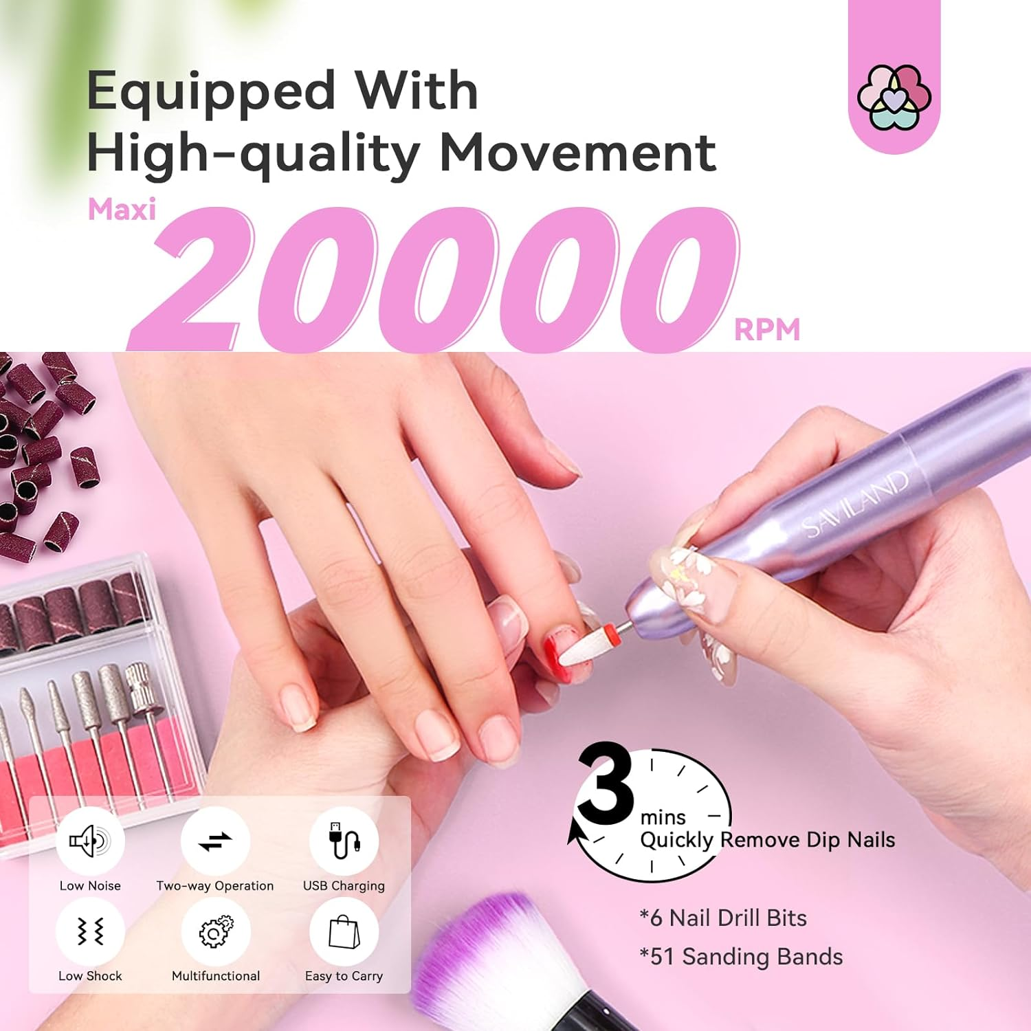 SAVILAND Dip Powder Nail Kit with Drill - 20 Colors Summer Neon Dip Nails Powder Starter Kit with Everything Dip Liquid Dipping System Base Top Coat Activator Manicure Art Salon DIY Christmas Gift image number 4