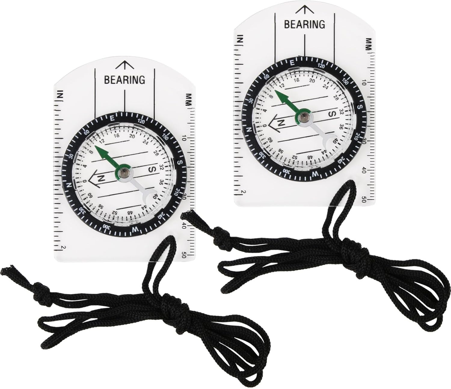 2-Pack Professional Baseplate Ruler for Hiking | Map Ruler with Scale & Lanyard | Precision Navigation Tool for Camping, Trekking & Orienteering image number 1