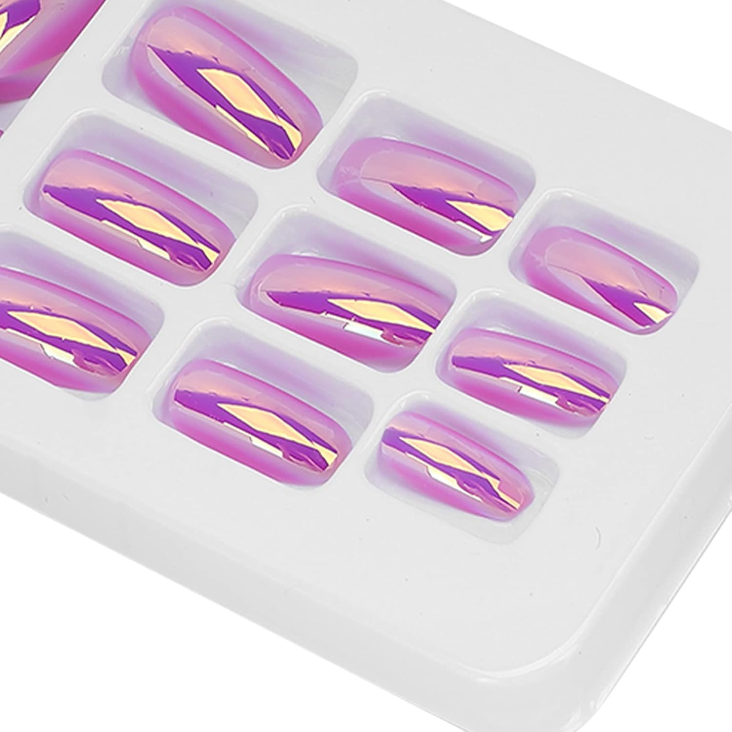 Brilhante 24 Pe&ccedil;as De 24 Pe&ccedil;as Caix&otilde;es Longos Unhas Artificiais Falsas Para Mulheres Unhas Merodeio 12 Tamanhos (LG07) image number 2