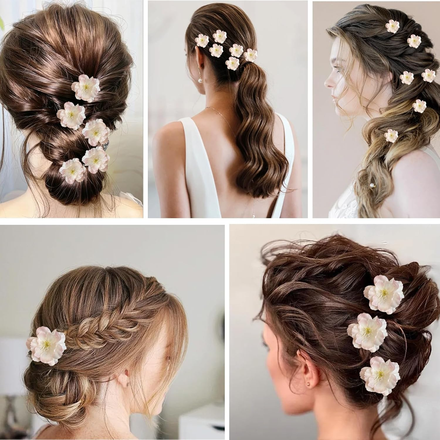 FOSDICK 10Pcs Pink Sakura Flower Hair Clips, Mini Flower Hair Pins for Women Girls Wedding Daily Hair Accessories, Floral Hair Clips with Cherry Blossom Design image number 6