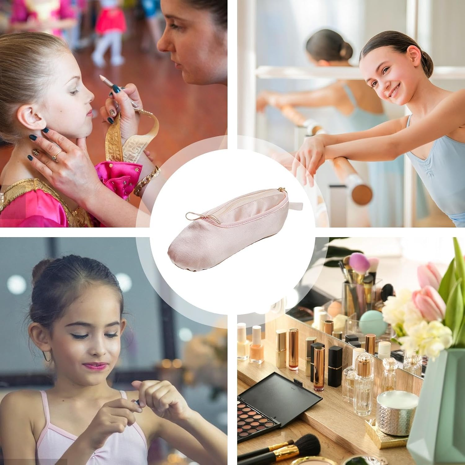 Ballet Shoes Bag,Travel Bag Case Ballet Bag for Dance Makeup - Zipper Secured Make up Bag, Portable Cosmetic Case Holds Cosmetic Toiletries Accessories