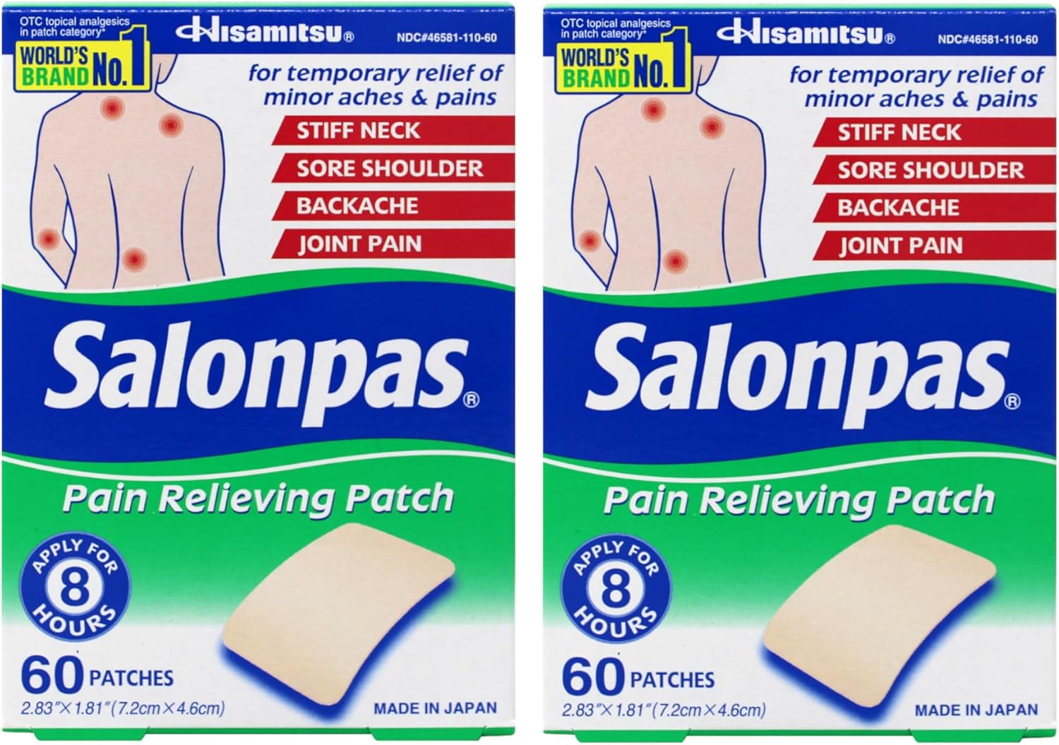 Salonpas Pain Relieving Patches, 60 Count (Pack of 2) image number 2