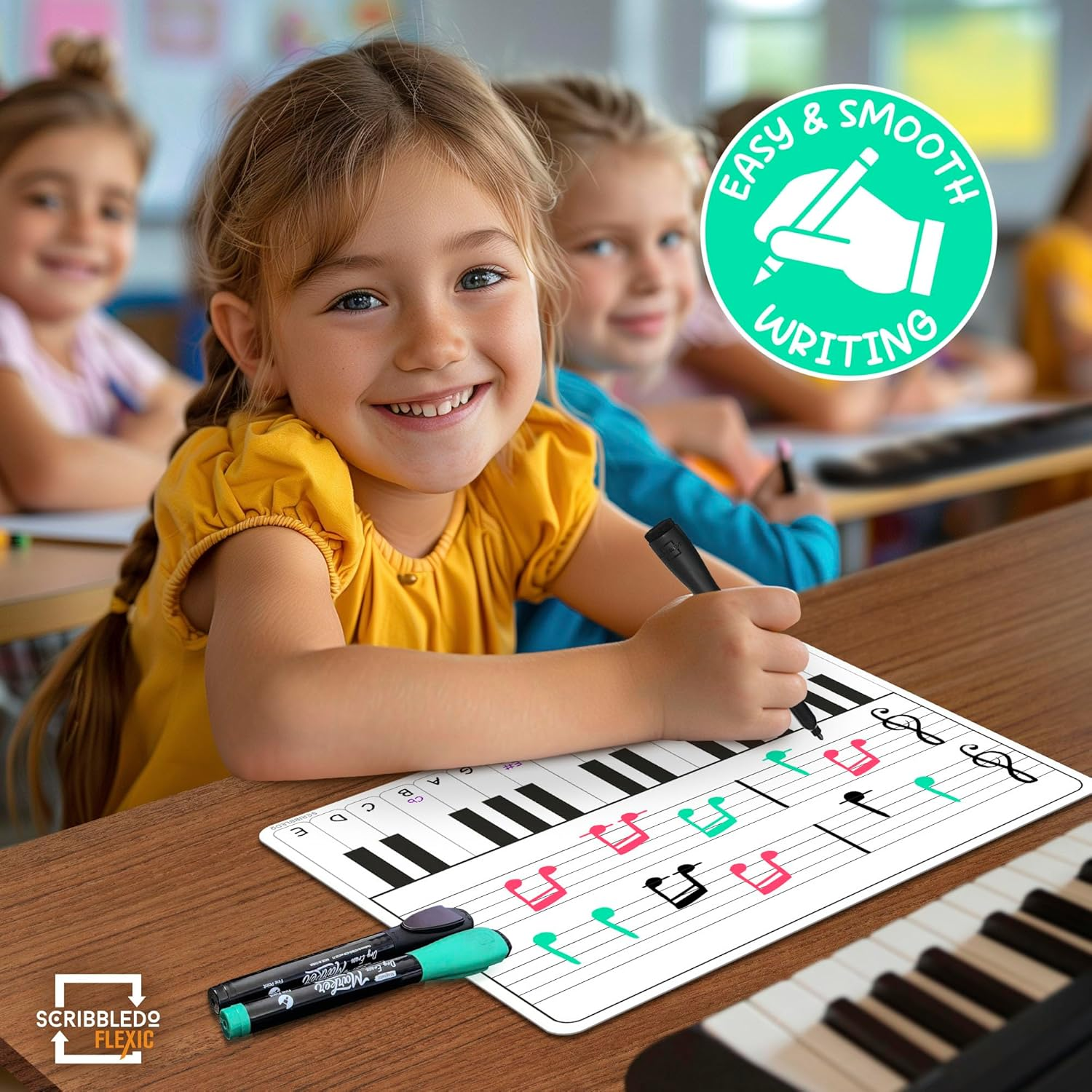 SCRIBBLEDO Keyboard Practice Dry Erase Sheets 11&rdquo;X14&rdquo; Music Staff Whiteboard Sheets Musical Key Learning Music Teacher Classroom Supplies Must Haves Pack of 10 image number 3