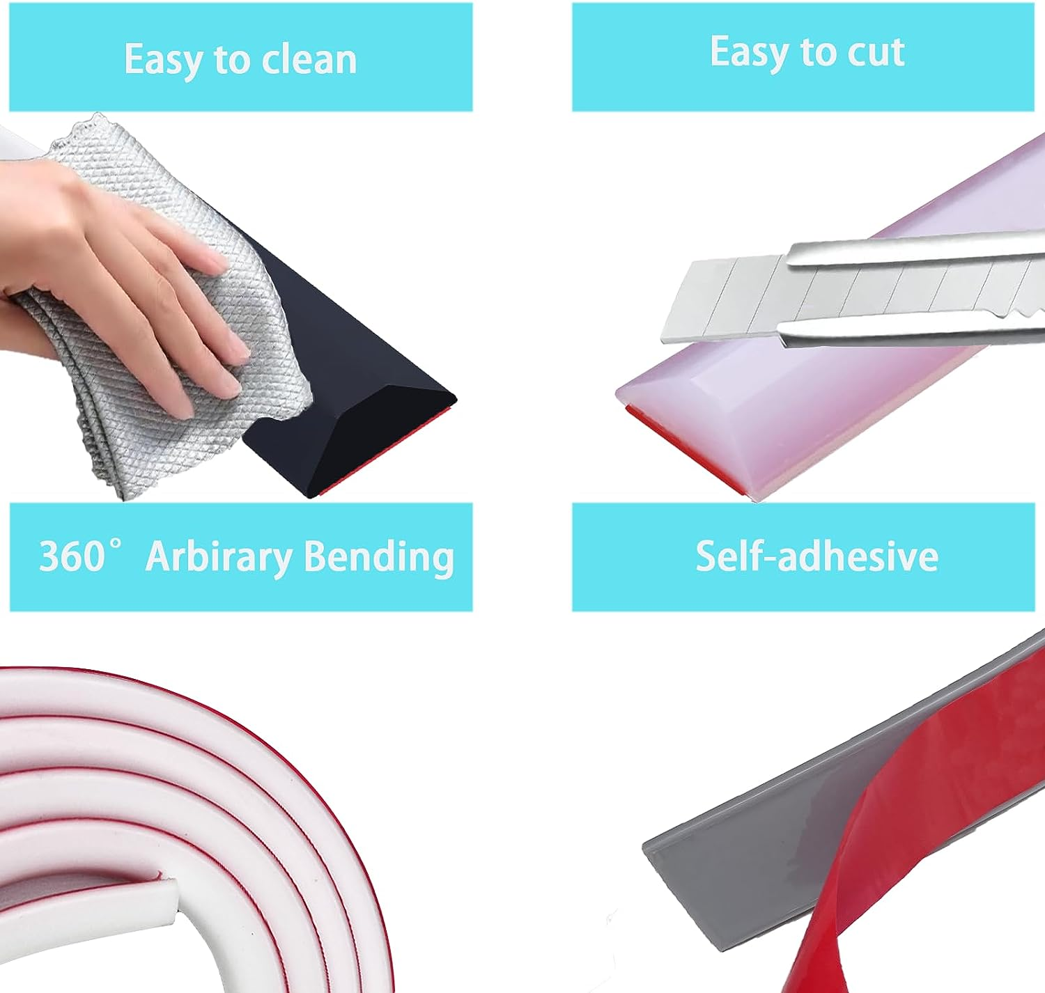 39'' Bathroom Water Barrier,Collapsible Shower Threshold Water Dam, Shower Barrier and Self-Adhesive Shower Water Barrier, Water Retaining Dam Strip Dry and Wet Separation,Transparent