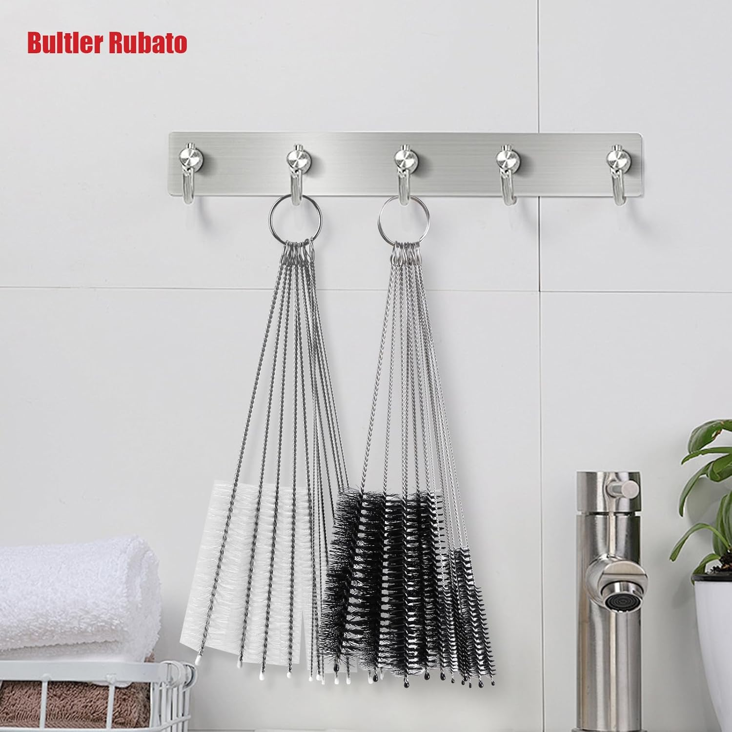 Bultler Rubato Bottle Cleaner Brush Set, 12 Pcs Straw Cleaning Brush, Nylon Tube Brush, Long Cleaning Brush Kit for Small Pipe Bottle, Tumbler, Drinking Glasses, Water Cup, Tea Pot Spout(White) - White image number 3