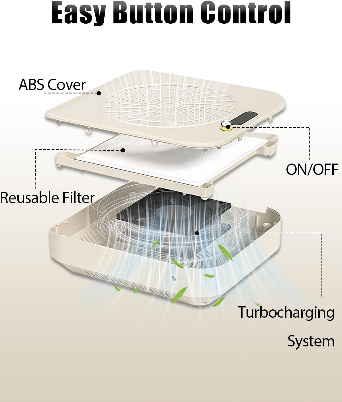 Leopacat Dust Extraction for Nails, Nail Dust Collector, Adjustable Vacuum Cleaner Tool with 2 Filters, 80 W Pour Acrylic Nail Polish in Salon at Home image number 3