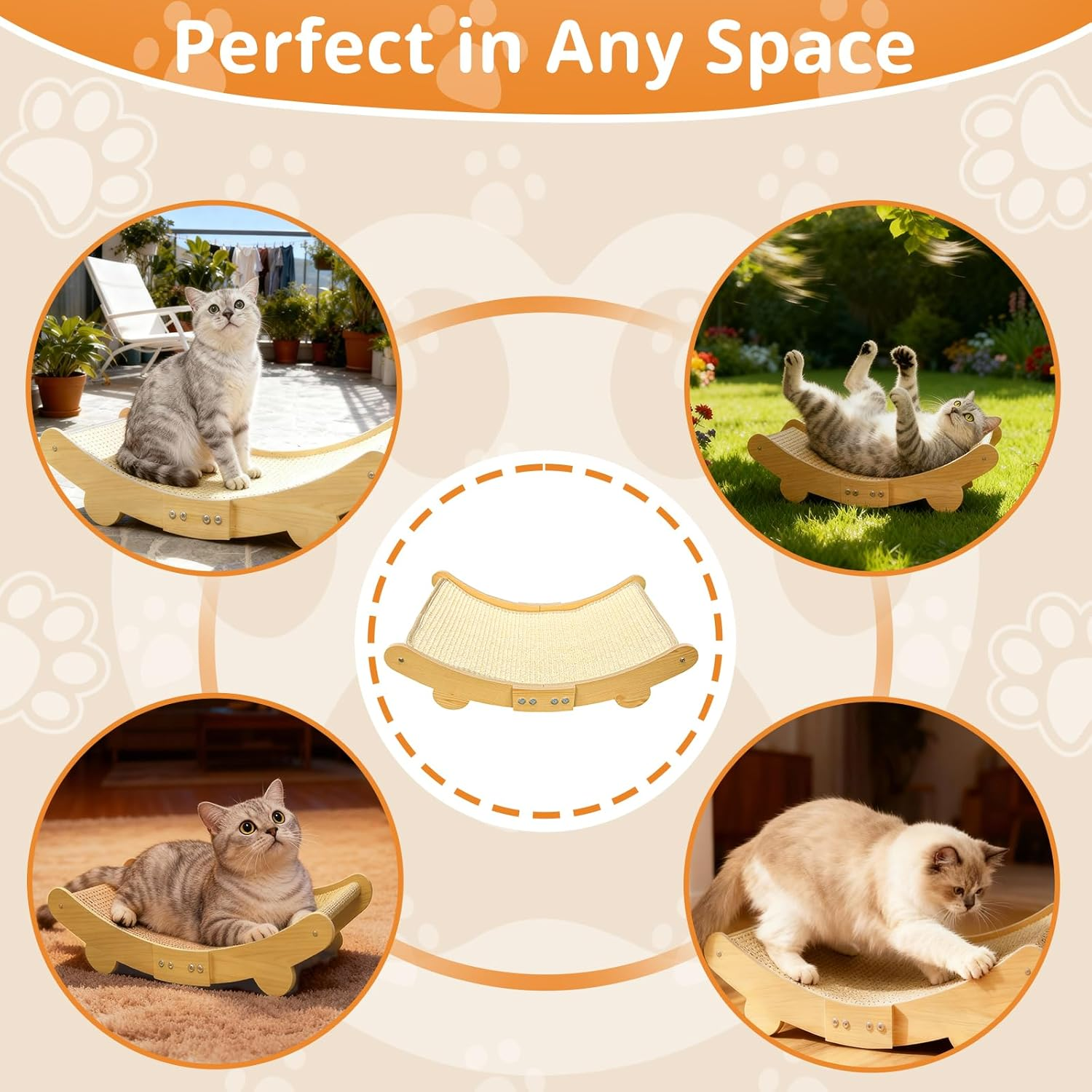 JORAGO Cat Scratcher Bed - Sisal Durable Cats Scratching Pad for Indoor Cats Lounger & Sleep & Scratch, Cozy Kitten Recliner Sofa, Sturdy Solid Wood Frame for Kitty Entertain and Rest, Kittens Gifts image number 3