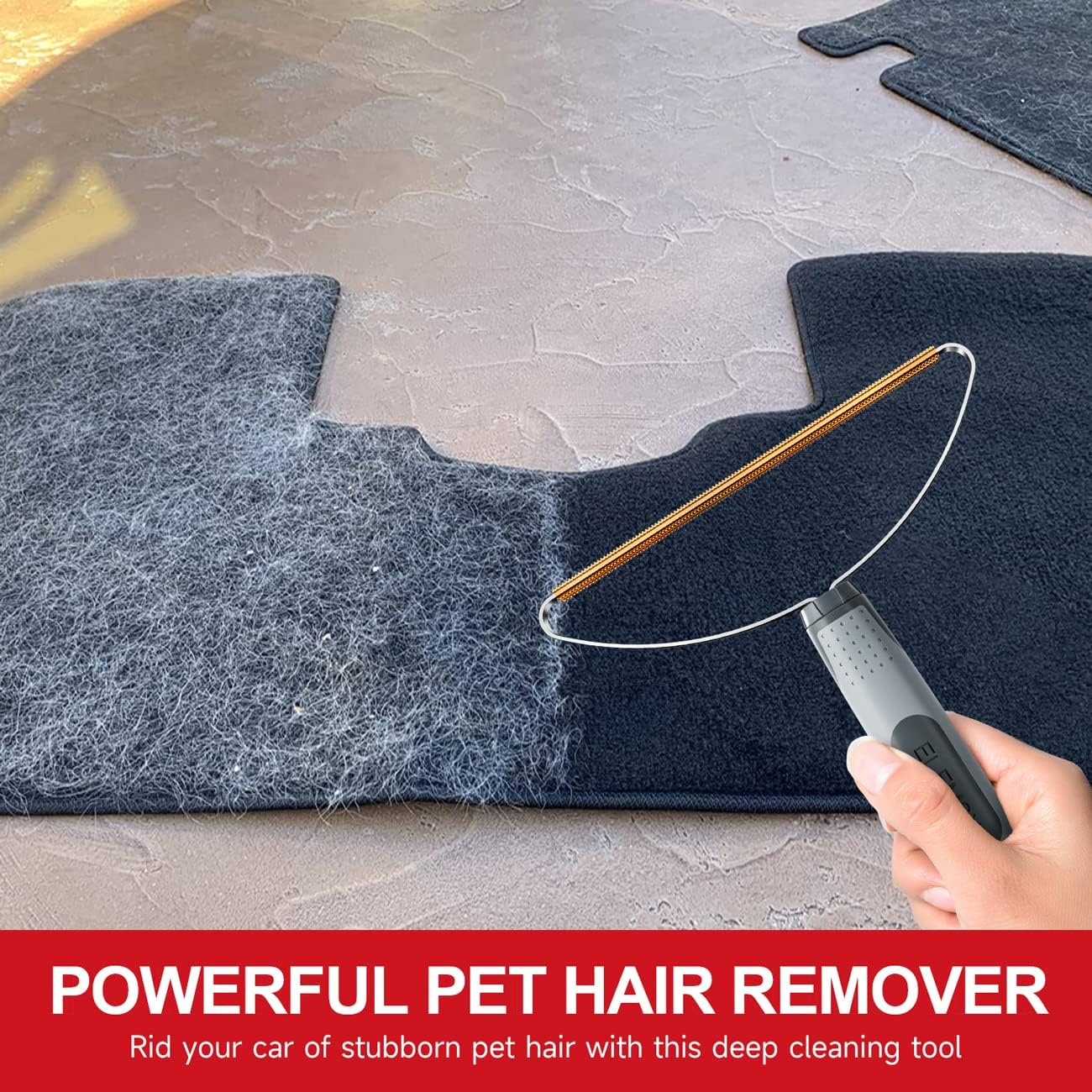 Pet Hair Remover Pro, Dog Cat Hair Remover, Portable Lint Cleaner, Fur Removal Rake Tool, Carpet Scraper, Fuzz Rollers Hairball Shaver Brush for Carpet, Car Mat, Couch, Pet Bed, Furniture & Rug Gray image number 3