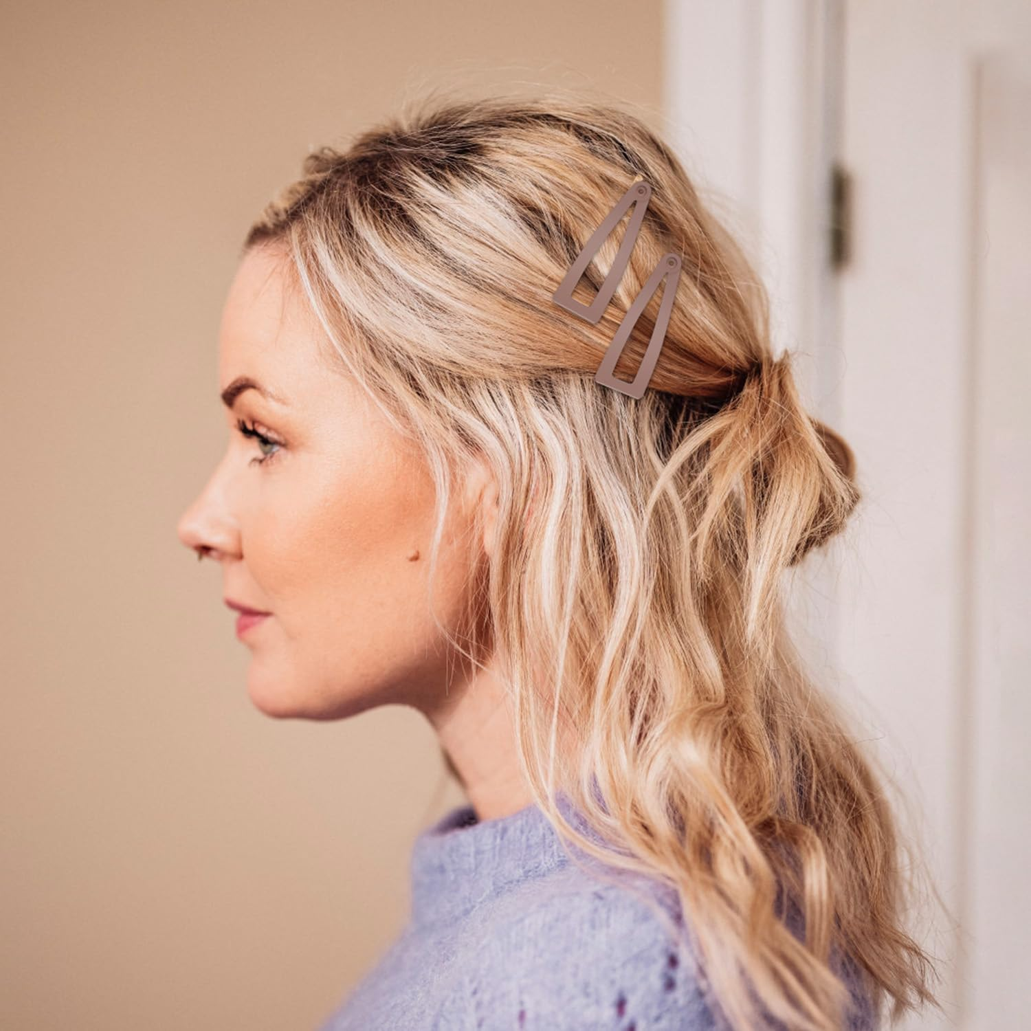 Etercycle 10 Pcs Double Grip Hair Clips, Metal Snap Hair Clips Hair Barrettes Women Hair Making Salon Supplies Hair Accessories (Brown) image number 5