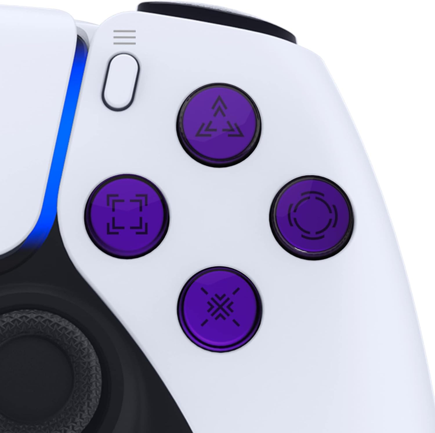Extremerate Replacement Custom Dpad Action Buttons Three-Tone Purple & Clear with Redesigned Symbols D-Pad Face Buttons Compatible with Ps5 Controller image number 3