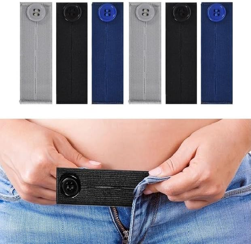 Adjustable Waist Extender, 6Pcs Adjustable Elastic Waist Extenders, Elastic Waist Extenders, Elastic Button Extender Pants Waist Extension for Trousers Jeans Pants Slacks Pregnant Trousers image number 3