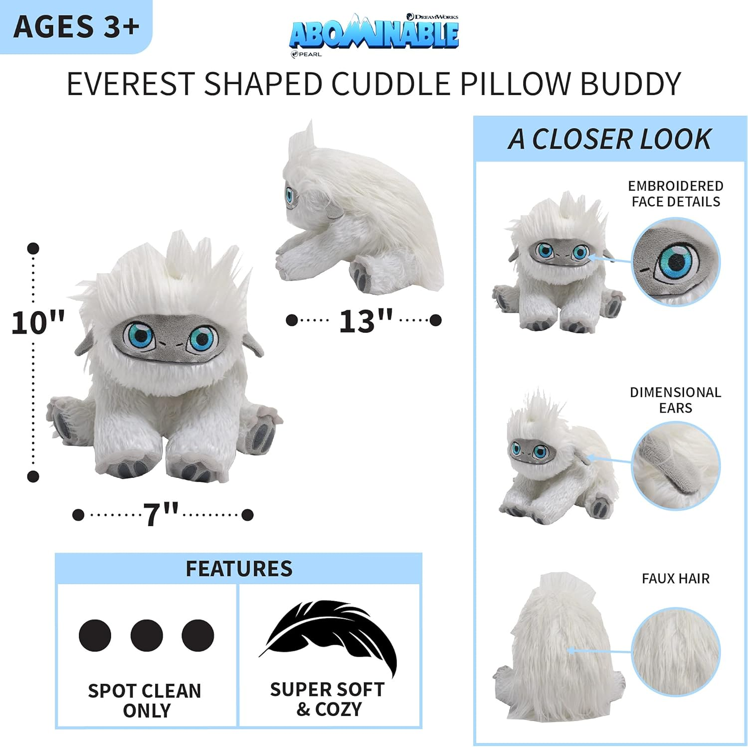 Franco Kids Bedding Super Soft Plush Snuggle Cuddle Pillow Abominable Yeti - Abominable Yeti image number 4