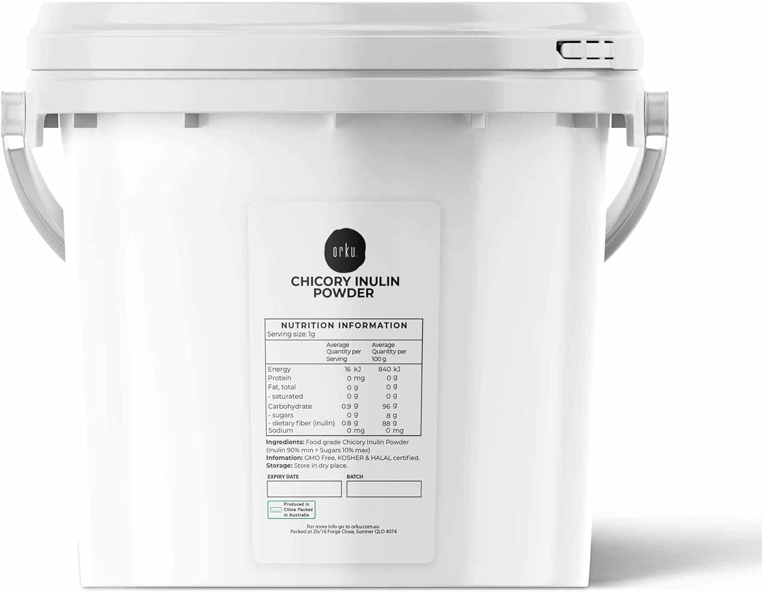 Orku 3.5Kg Chicory Root Inulin Powder Bucket - Prebiotic Unflavoured Supplement