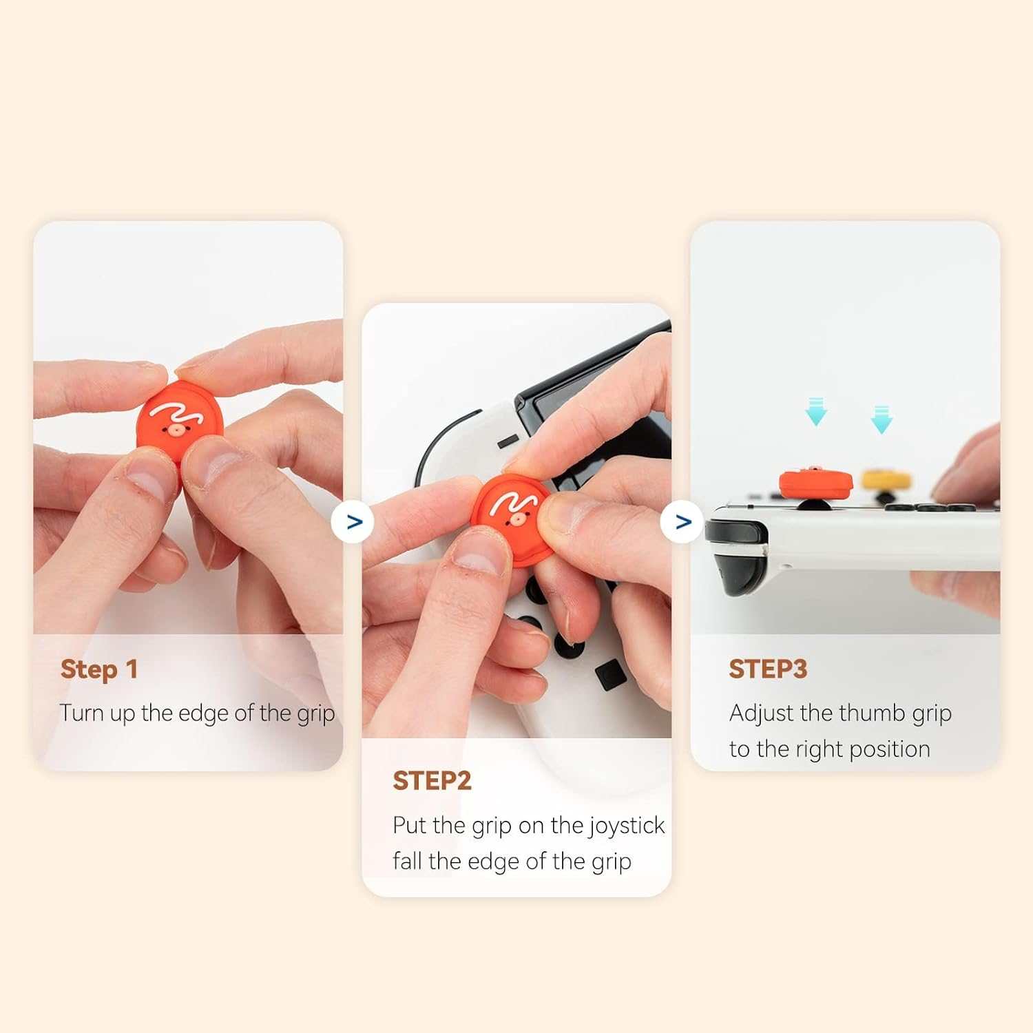 Geekshare Cute Thumb Grip Caps Compatible with Switch/Oled/Switch Lite,Soft Silicone Joystick Rocker Cover,4Pcs- Takoyaki