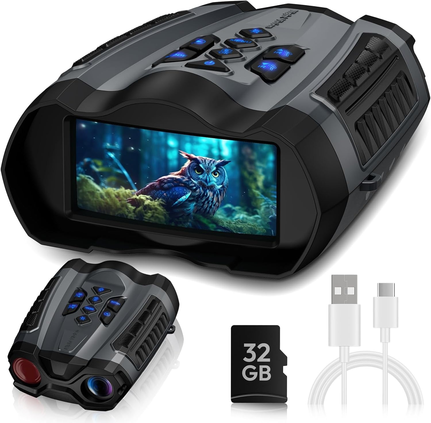 Night Vision Goggles, 4K Infrared Binoculars with Camera, 9 Gear Night Vision with 5000Mah Battery, 16X Digital Zoom Nightvision with 32GB TF Card, 3.5" HD Binoculars Gift for Mens