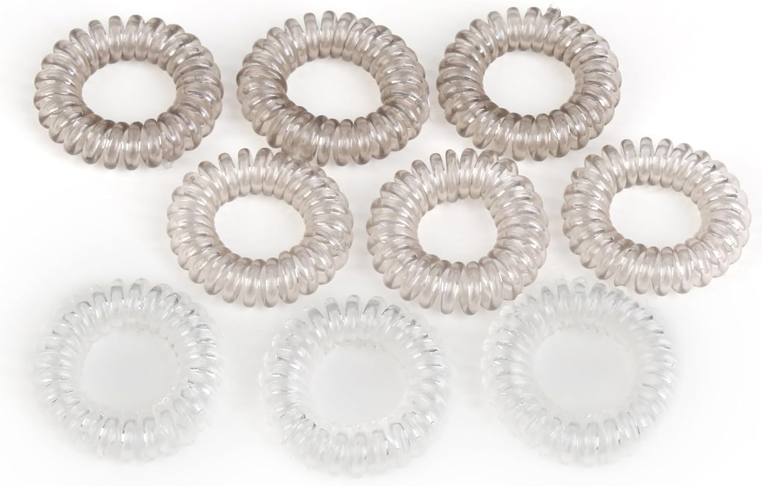 9 Pcs Spiral Hair Ties for Women, Gradient Colors Waterproof Plastic Hair Bands No Damage, Invisible Bobble Suitable for Home Travel Work Swimming Thick Hair Students Working Women & Housewives (Gray) image number 1