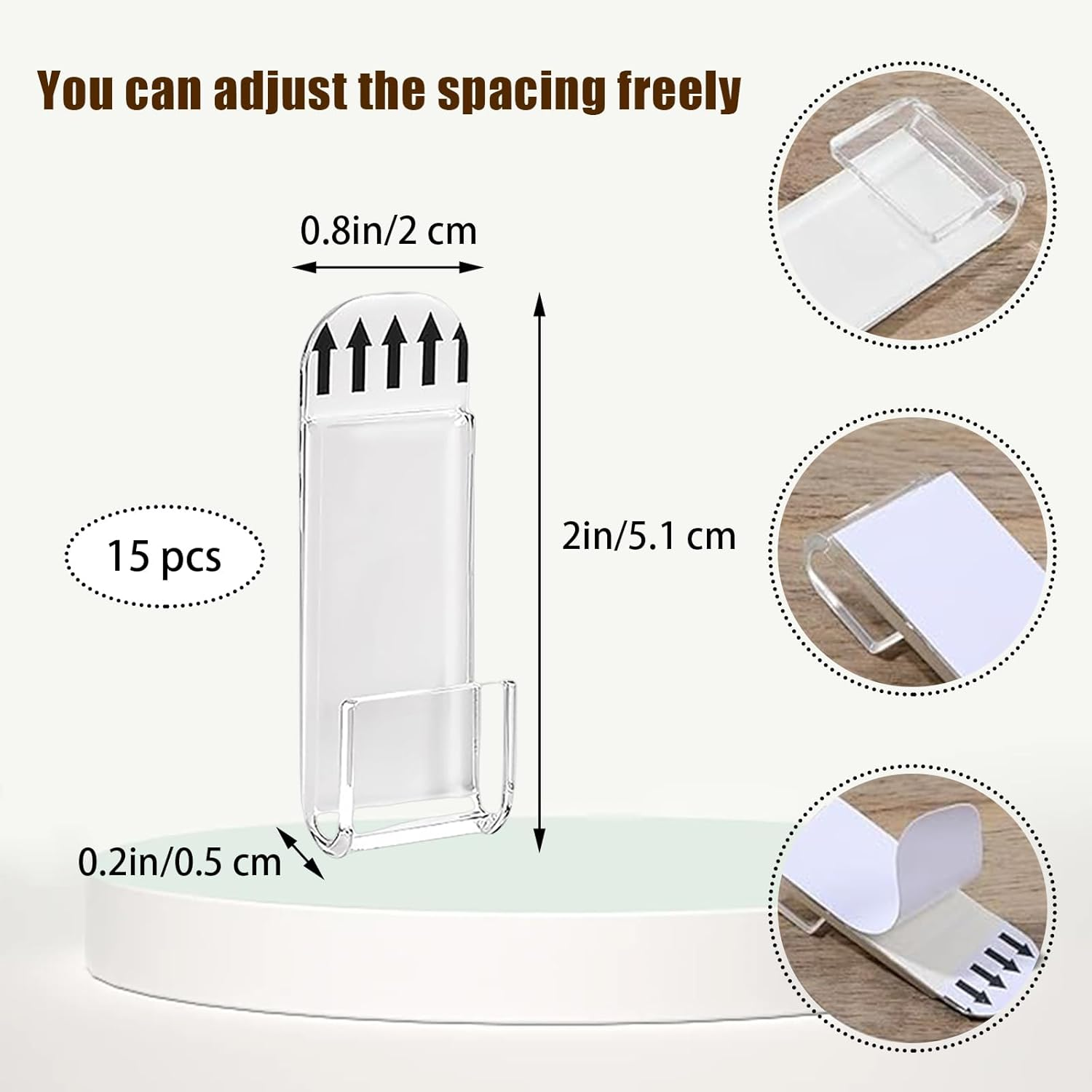 Sgphrzlt 15 Pack Vinyl Record Storage Holder Wall Mount, Self-Adhesive Wall Record Display Shelf Hooks, No Screw Removable Acrylic CD Album Hangers for Home Office Decoration, Clear image number 5