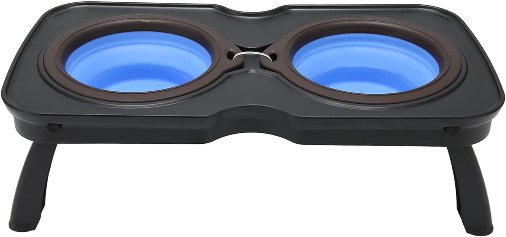 Foldable Elevated Dog Bowls, Double Food and Water Bowls with Stand, Collapsible Dog Travel Bowl Folds for Easy Storage Collapsible Feeding Table for Outdoor Camping Travel(Large, Blue) image number 5