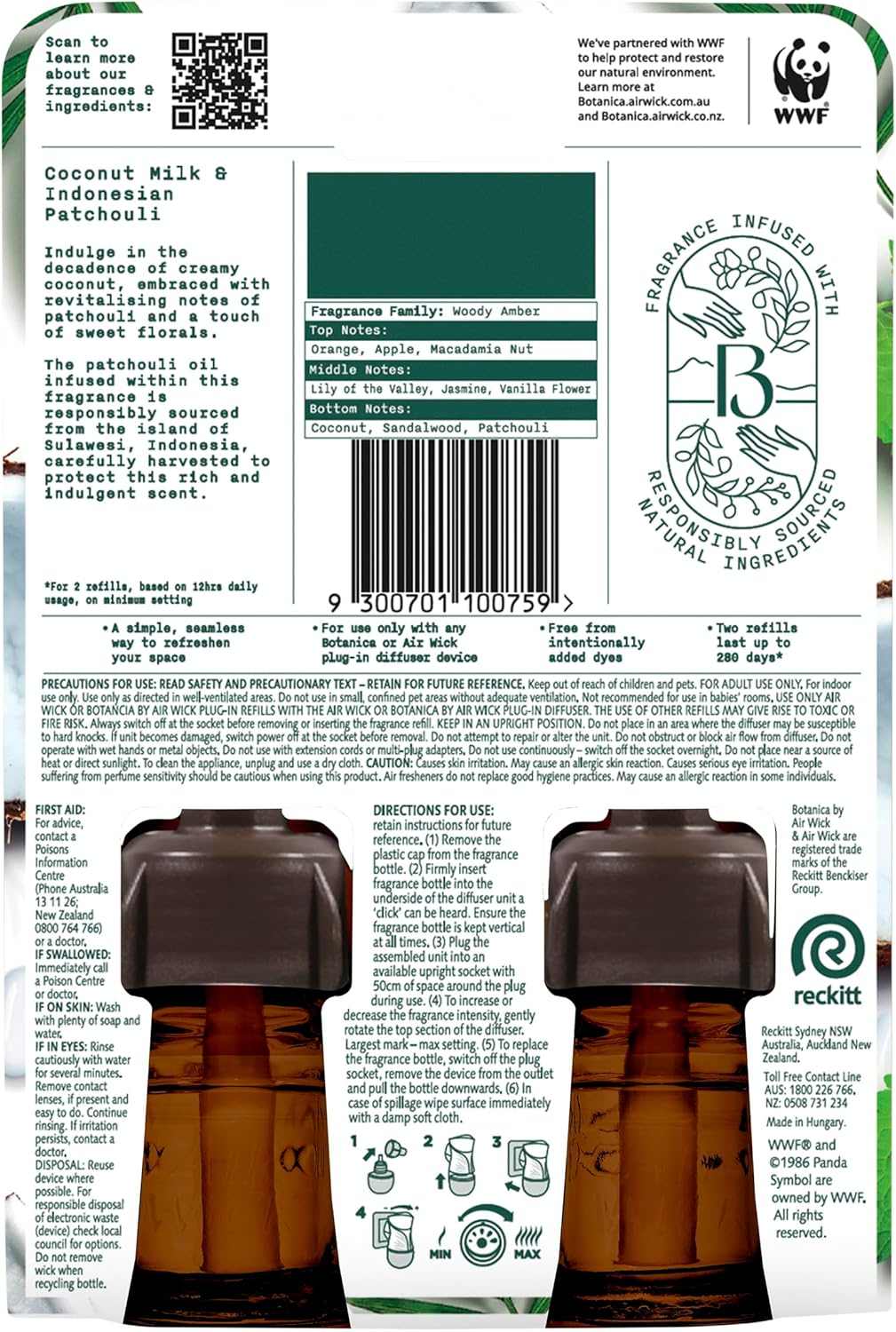 Botanica Coconut Milk and Indonesian Patchouli Oil Refill 19 Ml (Pack of 2)