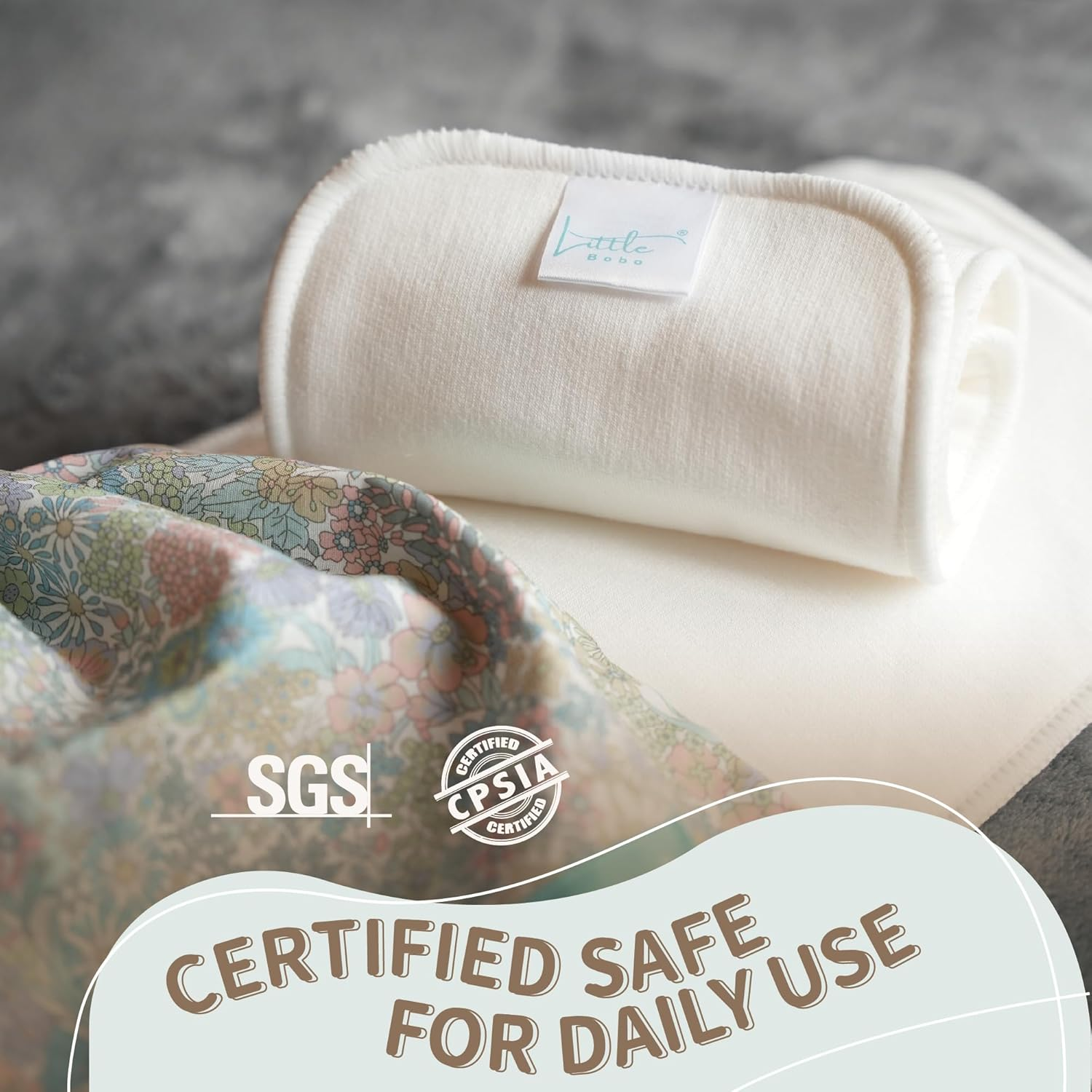 Little Bobo 8-Pack Eco Bamboo Cotton Cloth Nappy Inserts Set with Storage Bag | Reusable Ultra-Absorbent Booster Soaker Liner Pads | Gentle on Sensitive Skin | Nappy Rash Prevention for Newborns | Leak Protection & Day-Night Use (Bamboo Cotton Inserts)