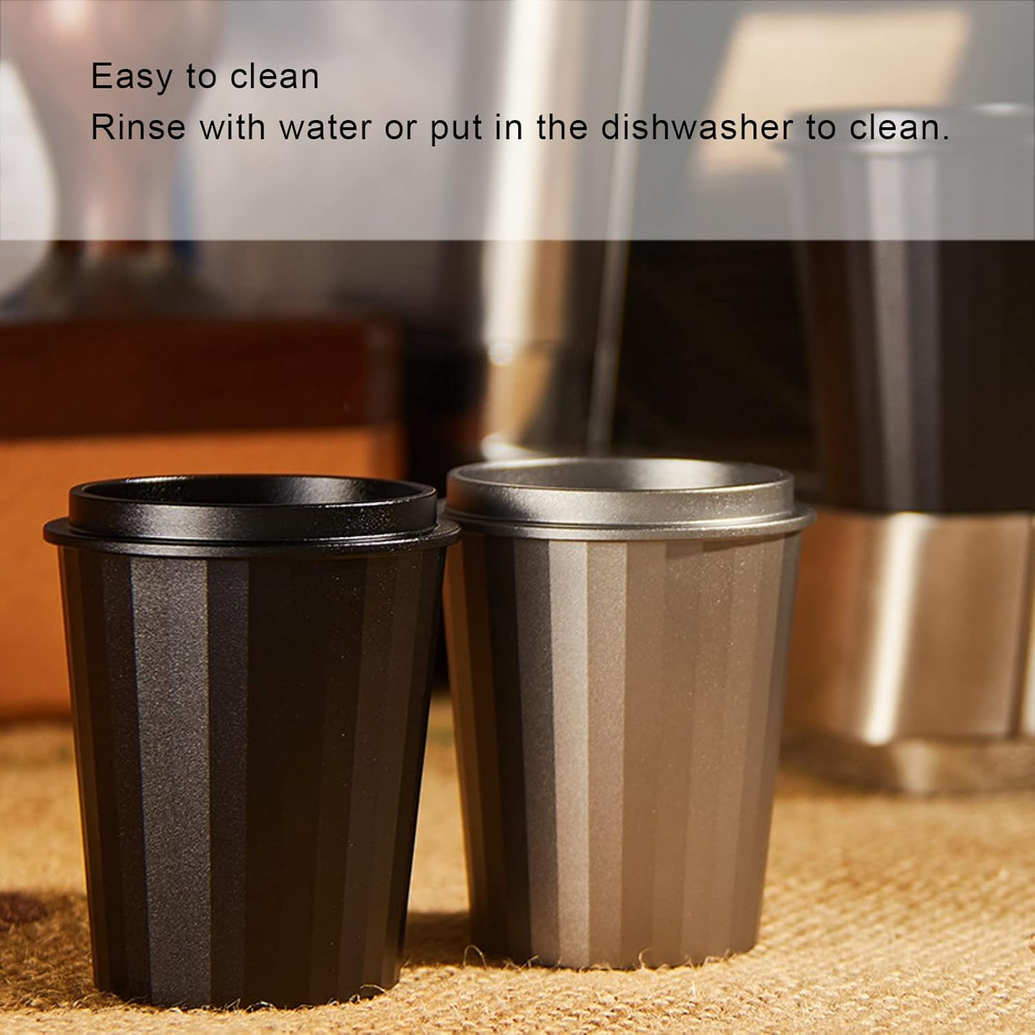 Ejoyous 54Mm Aluminum Alloy Coffee Dosing Cup (With Cup Ring) 2.13X2.76X1.61In Hanging Design, for Powder Catching Polished Inner Wall, Fits Most Espresso Machines Dishwasher Safe image number 2