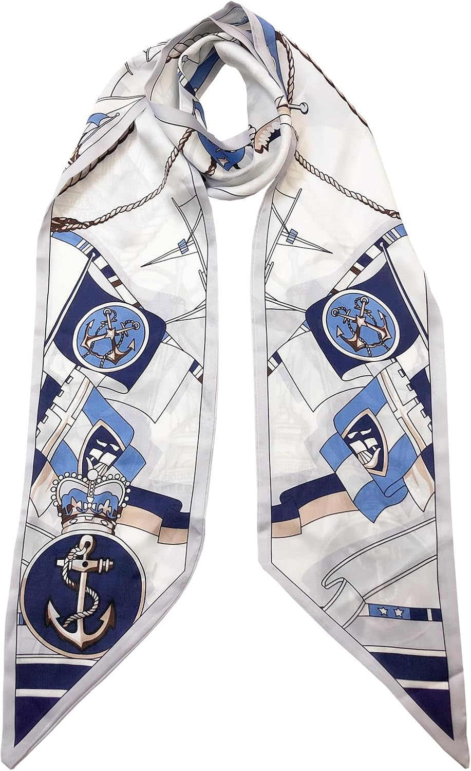 59" Long Silk Head Scarf for Women Neck Scarf Belt Satin Scarf for Hair Lightweight Purse Scarf - Black Pattern image number 6