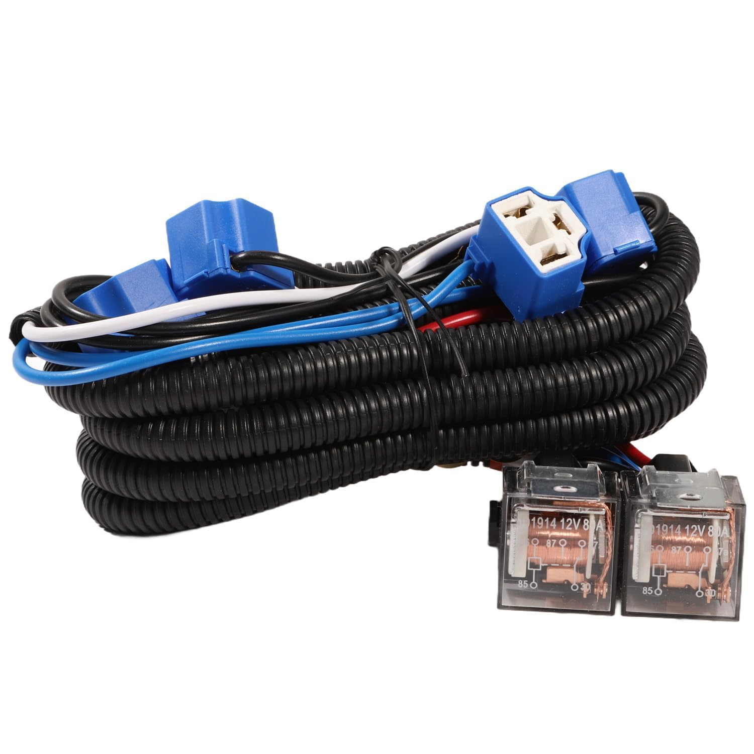 H4 Headlight Harness Headlight Relay Wiring Harness Kit, 4 Headlight H4 Headlamp Light Wiring Harness with Ceramic Plugs Fix Dim Flickering Headlights for Halogen Conversion image number 3