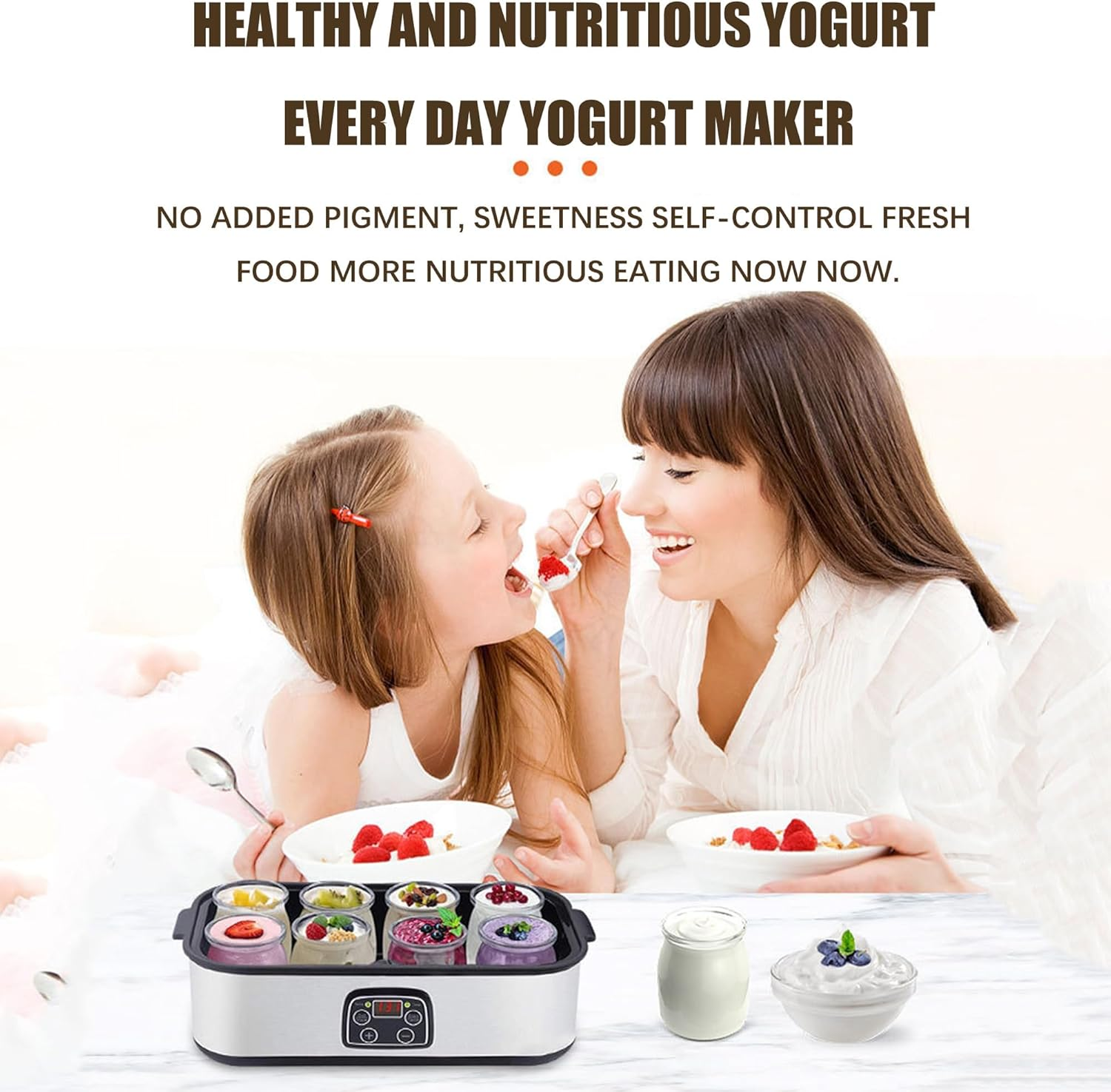 Yogurt Maker, Automatic Digital Yogurt Maker Machine with Adjustable Temperature & Time Control, Stainless Steel Cheese Maker, Fruit Wine Maker with LCD Display(Au Plug) image number 3