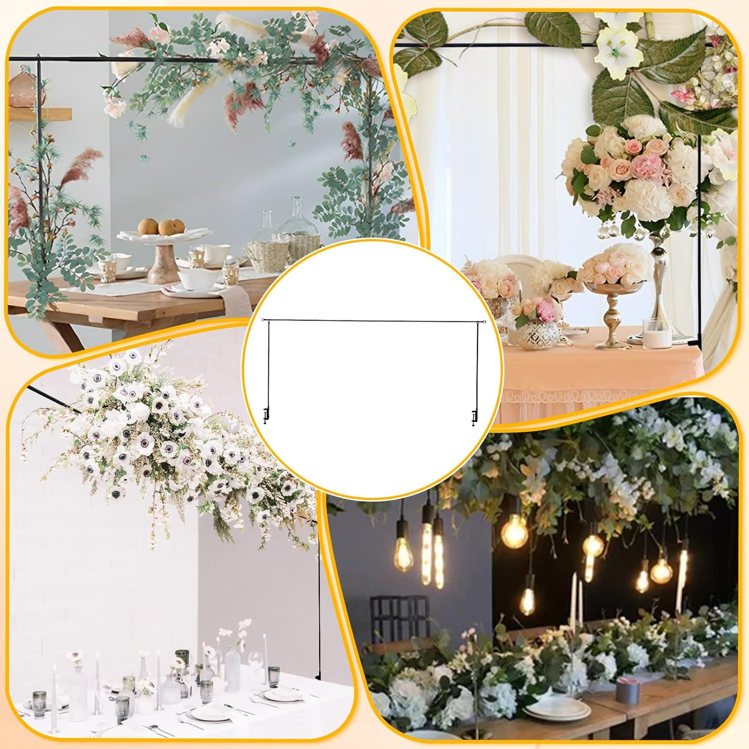 DJAPWPX Adjustable Table Arch, Hanging Metal over the Table Rod Stand, Easy to Install Use Adjustable Table Arch, Hanging Safe Secure over the Table Rod Stand Suitable for Parties image number 2