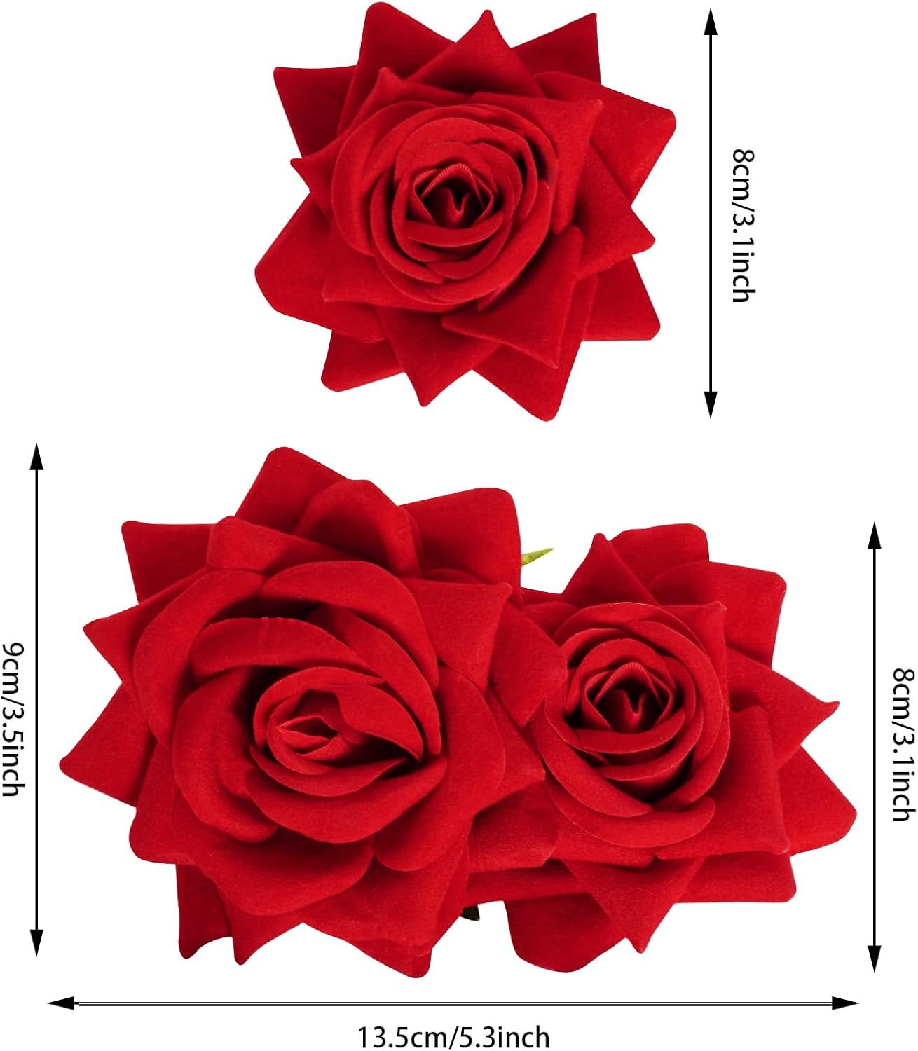 Topbuti 3 Pcs Rose Flower Hair Clip Rose Brooch Flamenco Dancer Hairpin Mexican Hair Accessories for Woman Girls Wedding Party Mother'S Day Halloween Costume (2 Styles) (Red) - Blue image number 2