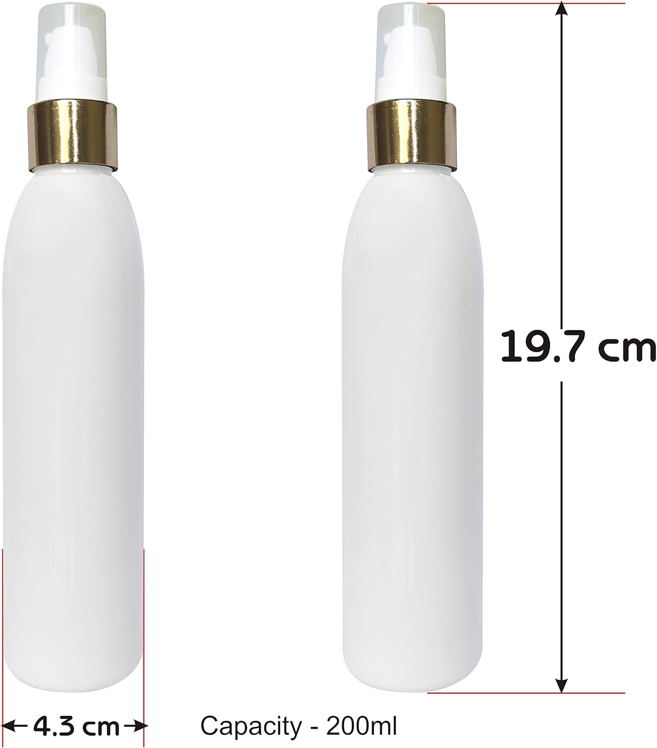 MARKSCLEAR 200Ml Beautiful Milky White Bottle with Lotion Pump and Golden Plating Cap - (Pack of 3)