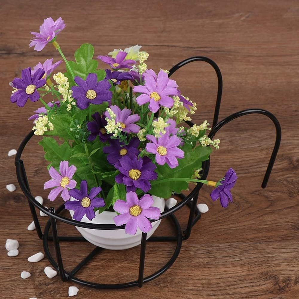 Veumoie 4Pcs Hanging Railing Flower Pot Holders Plant Iron Racks Fence Metal Potted Stand Mounted Balcony Baskets Small image number 2